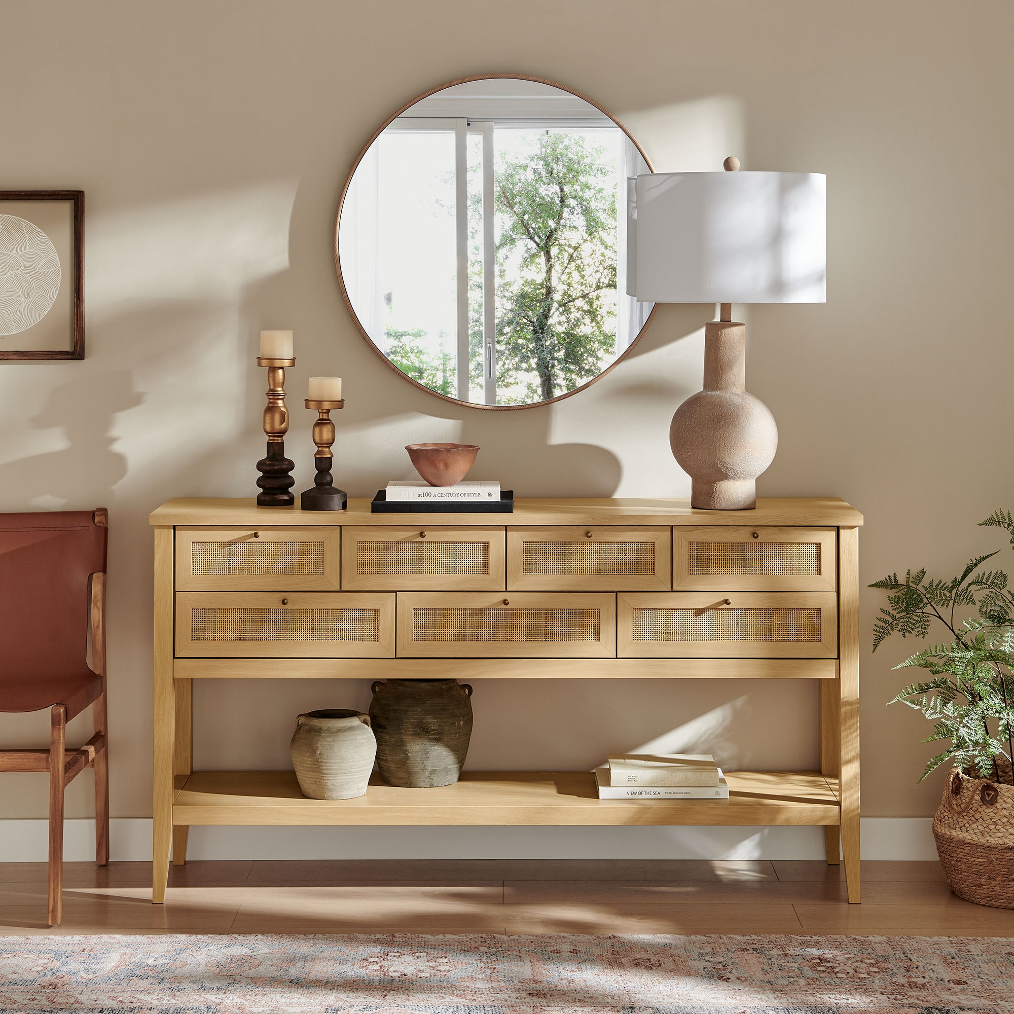 Soma 62 Inch Rattan Console Table