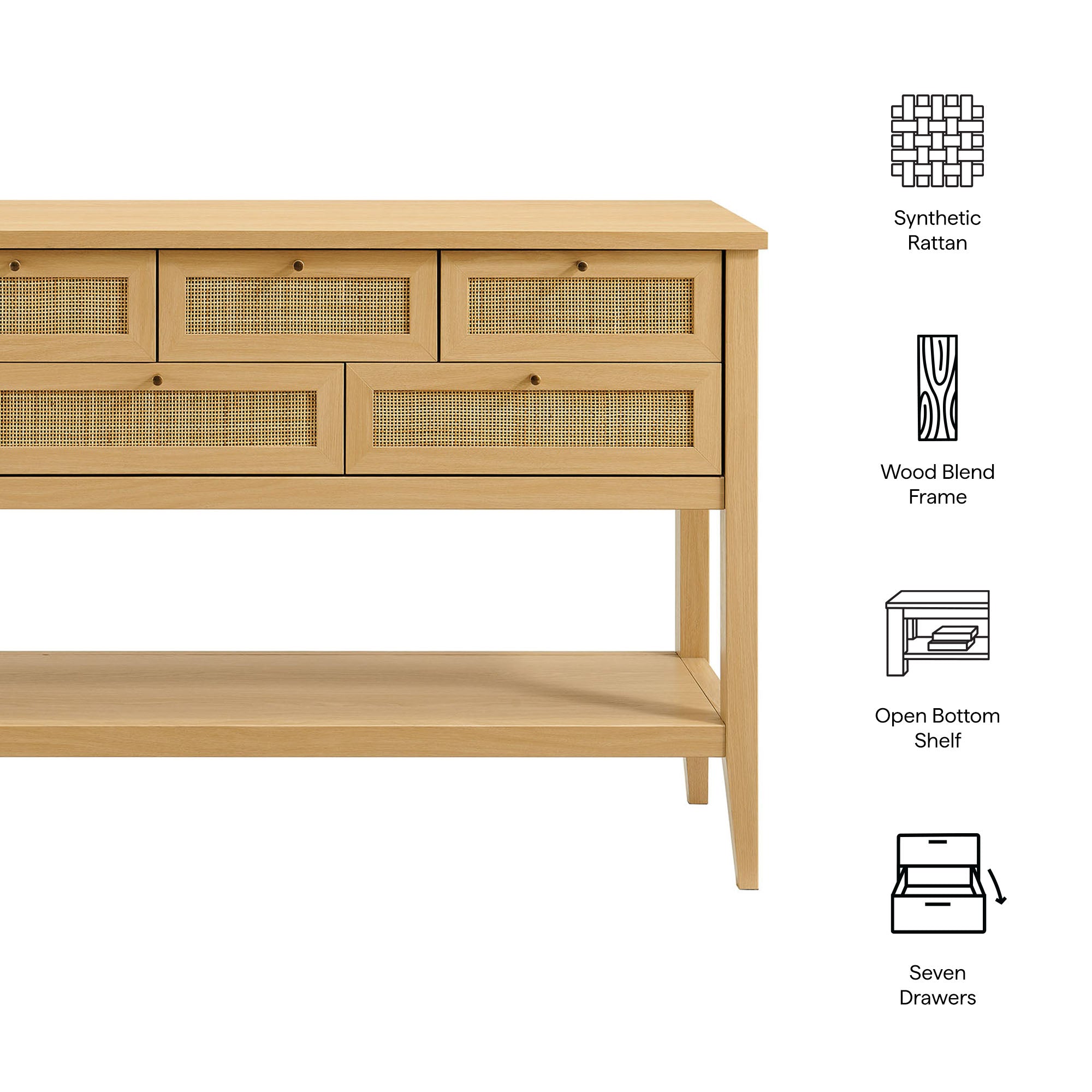 Soma 62 Inch Rattan Console Table - Walnut