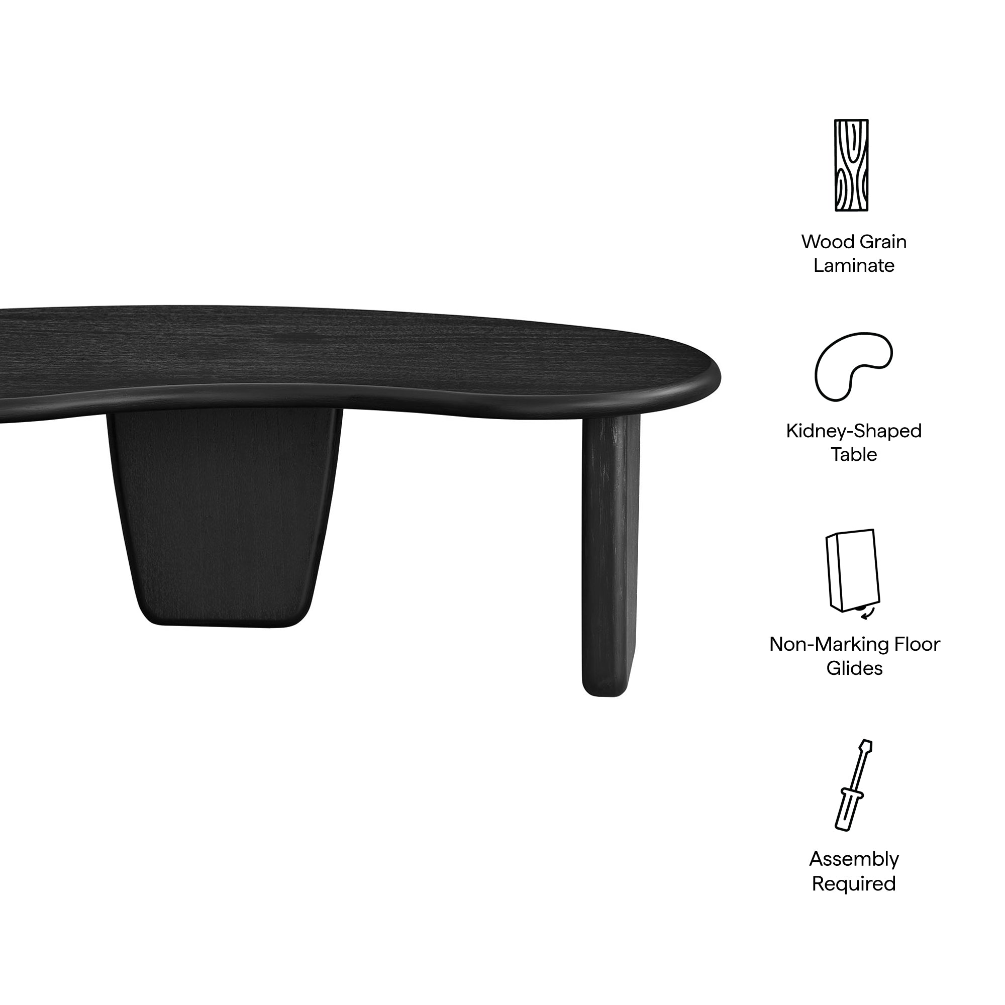 Vetra Kidney-Shaped Free Coffee Table