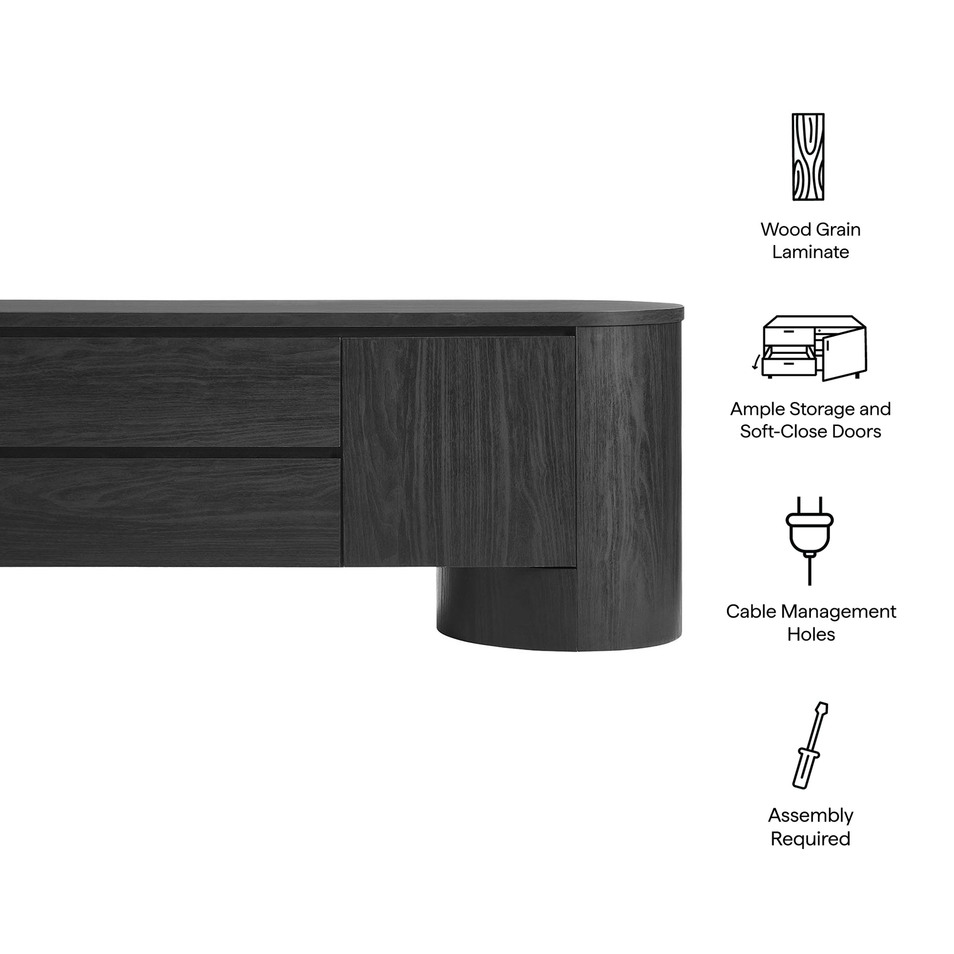 Duval 71 Inch Oval TV Cabinet - Light Oak