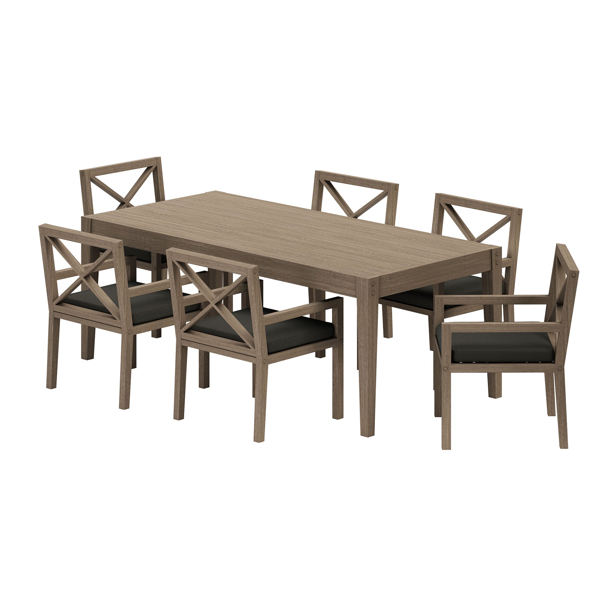 Northlake 7-Piece Outdoor Teak Wood Dining Set - Weathered Gray Flint