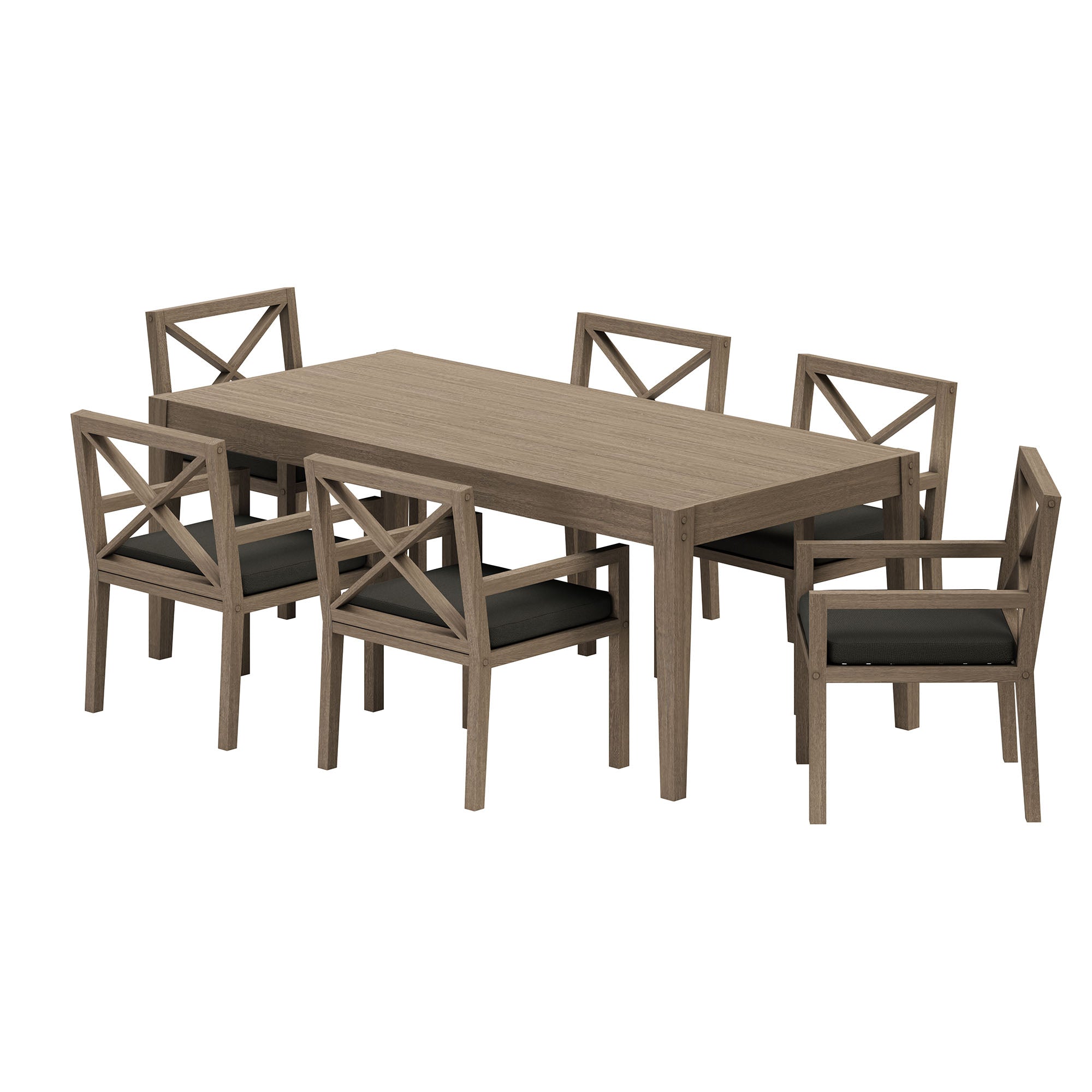 Northlake 7-Piece Outdoor Teak Wood Dining Set - Weathered Gray Flint