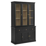 Amara 79 Inch Large Storage Display Cabinet - Black Oak