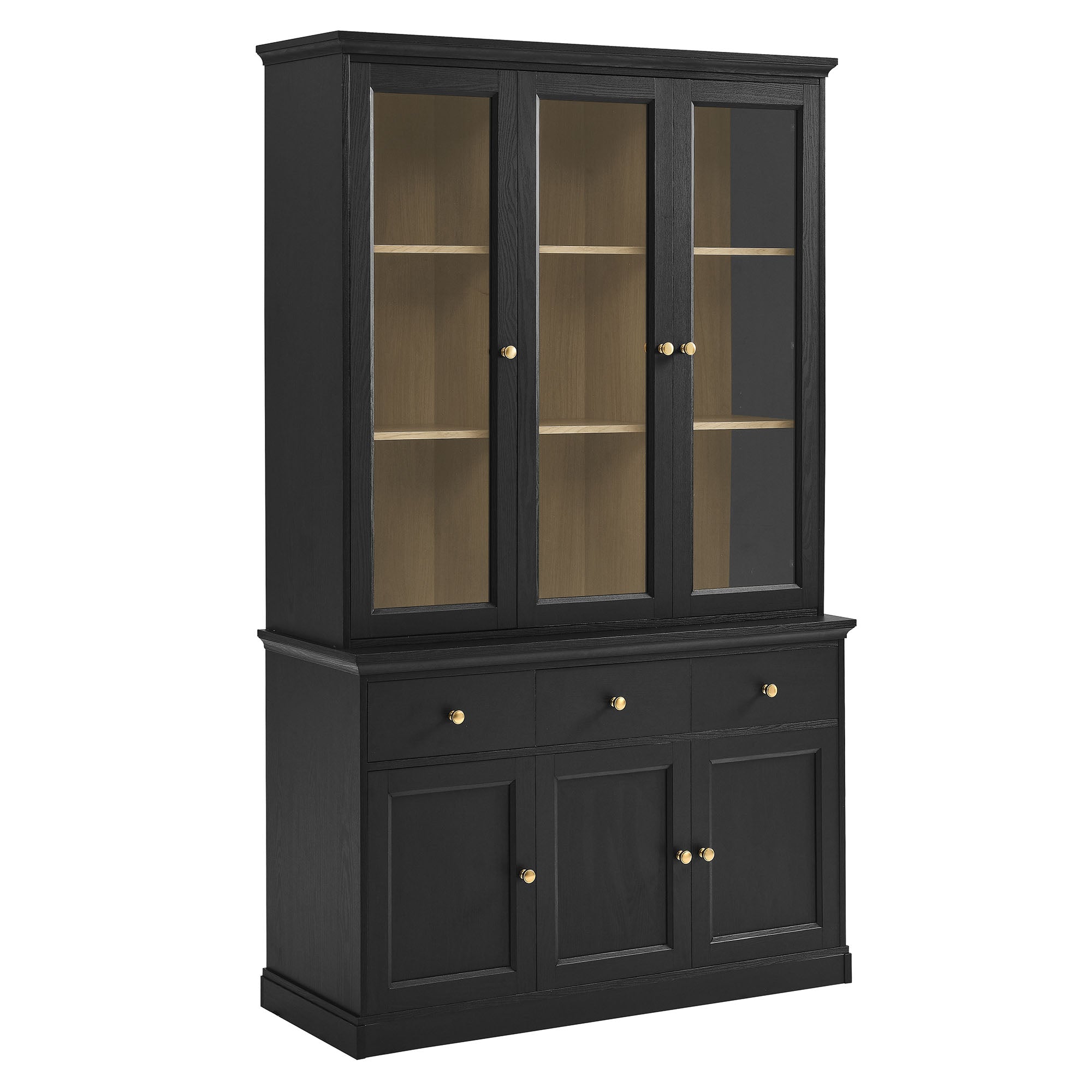 Amara 79 Inch Large Storage Display Cabinet - Black Oak