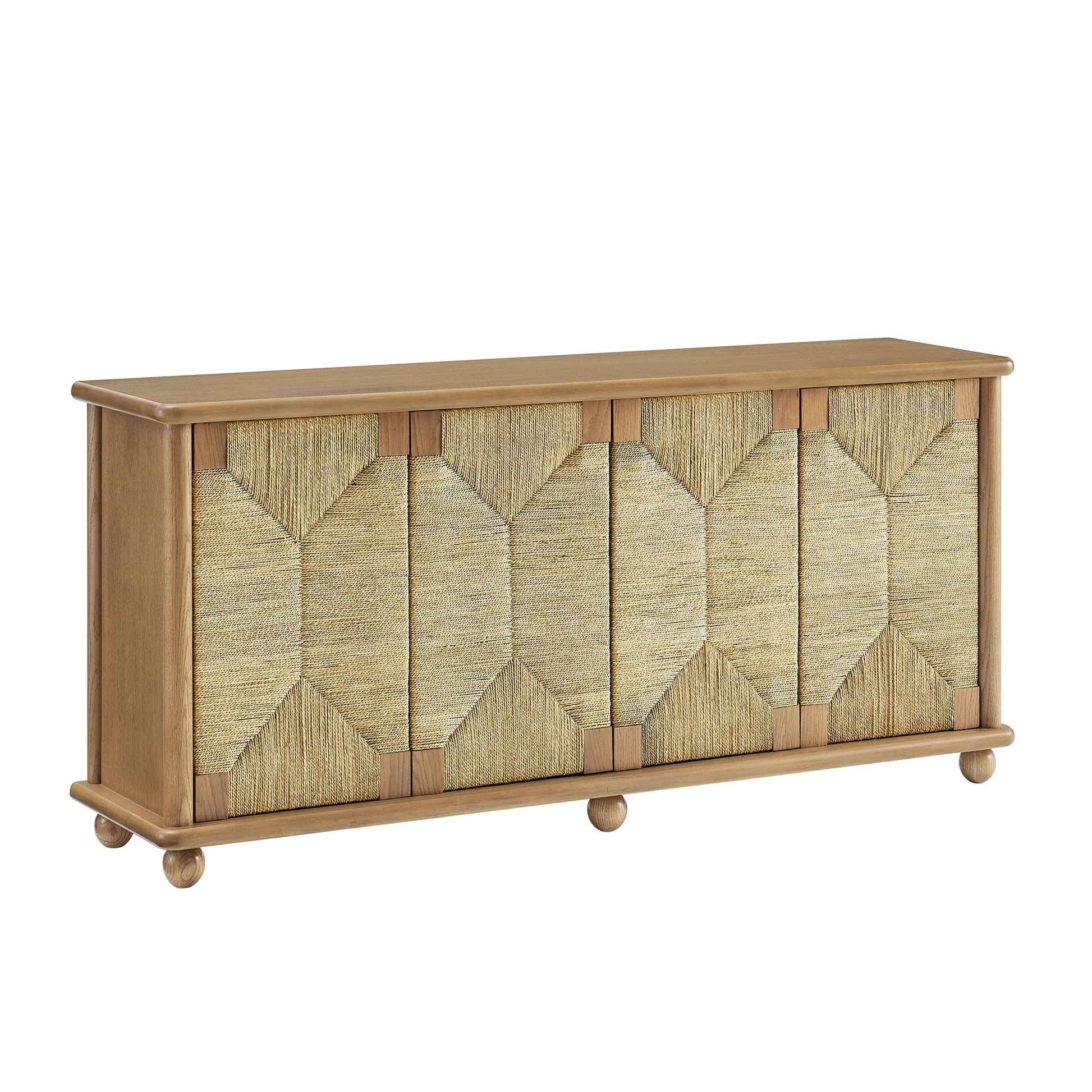 Marola 71 Inch Oak Wood Seagrass Sideboard - Oak