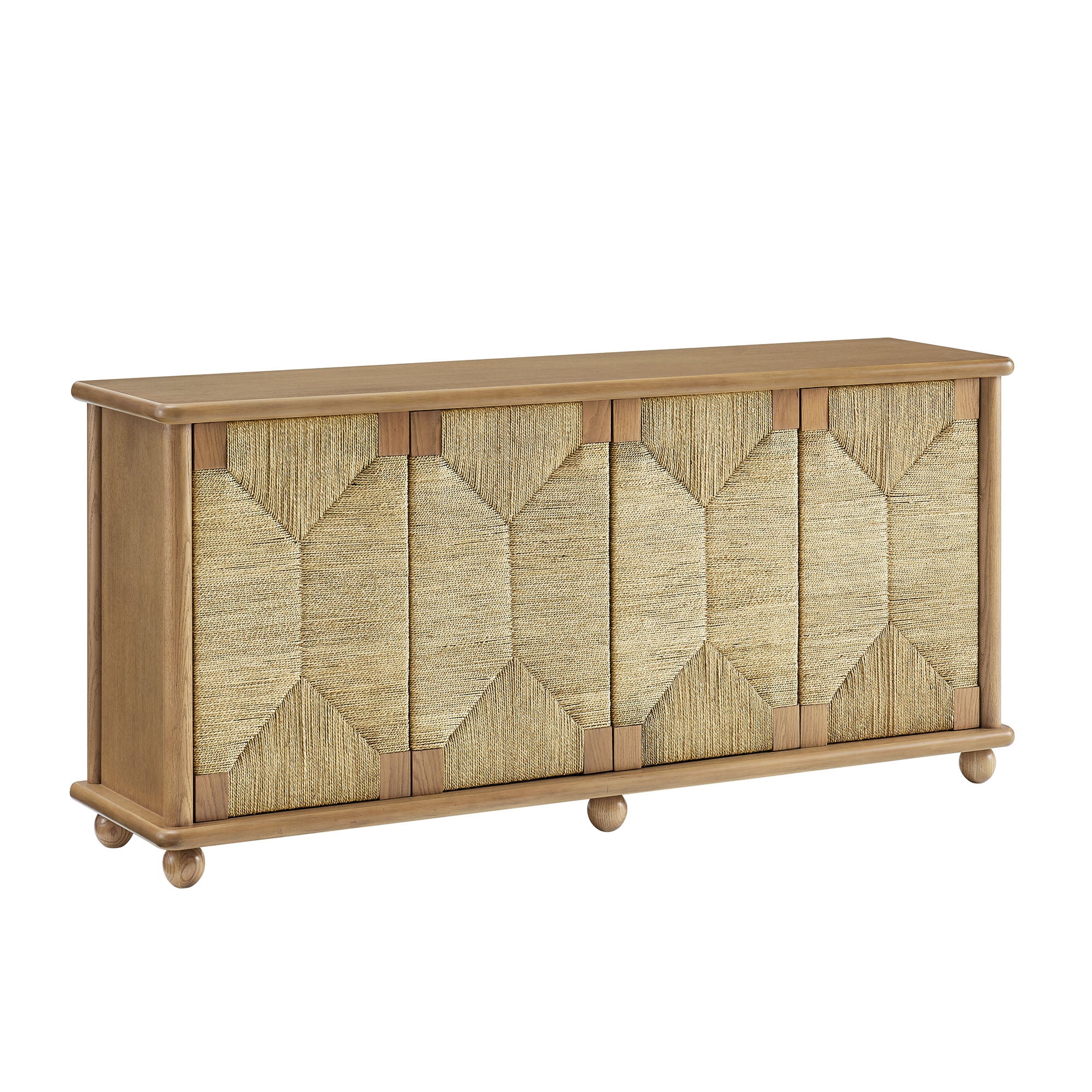 Marola 71 Inch Oak Wood Seagrass Sideboard - Oak