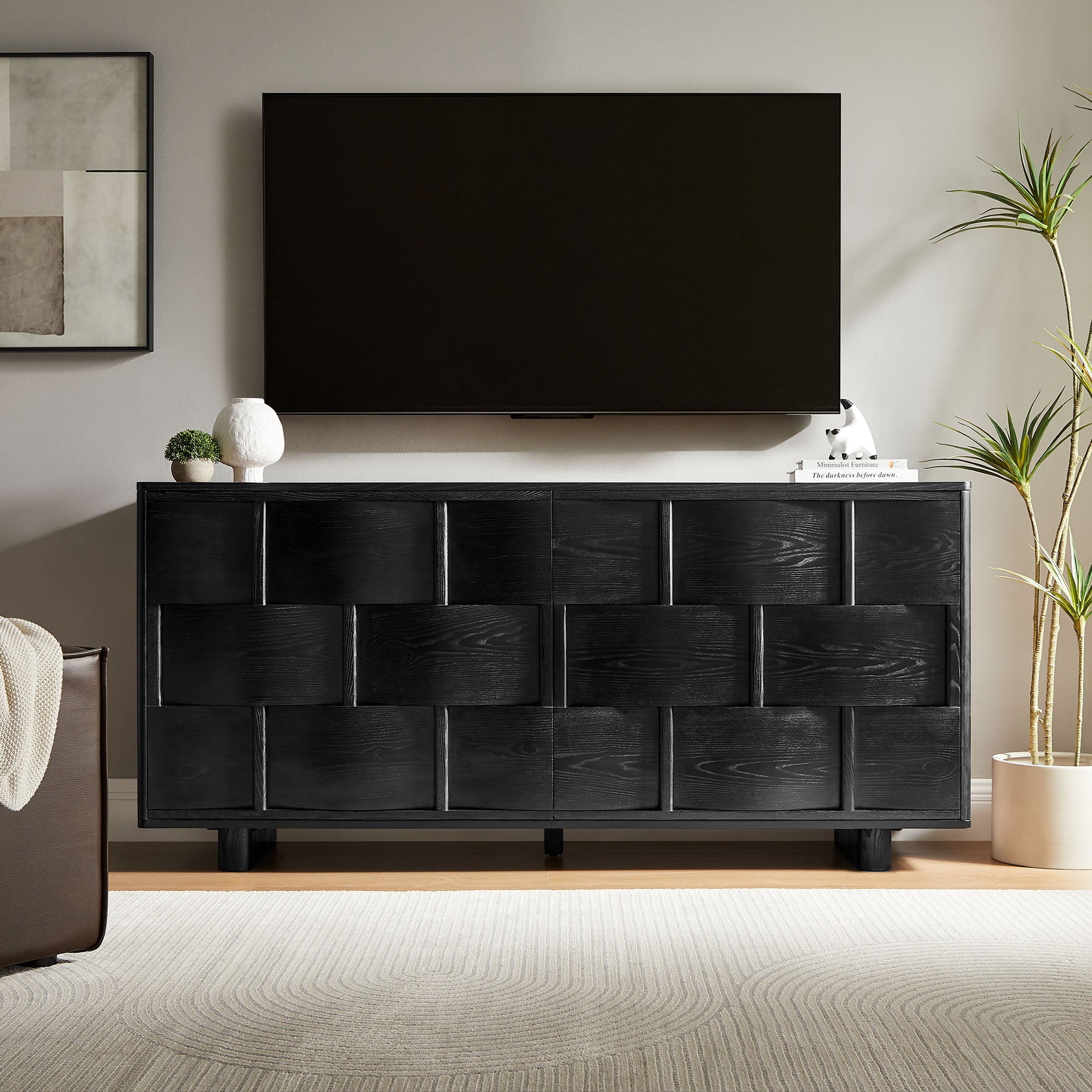 Foundry 71" Woven Design Buffet Storage Cabinet
