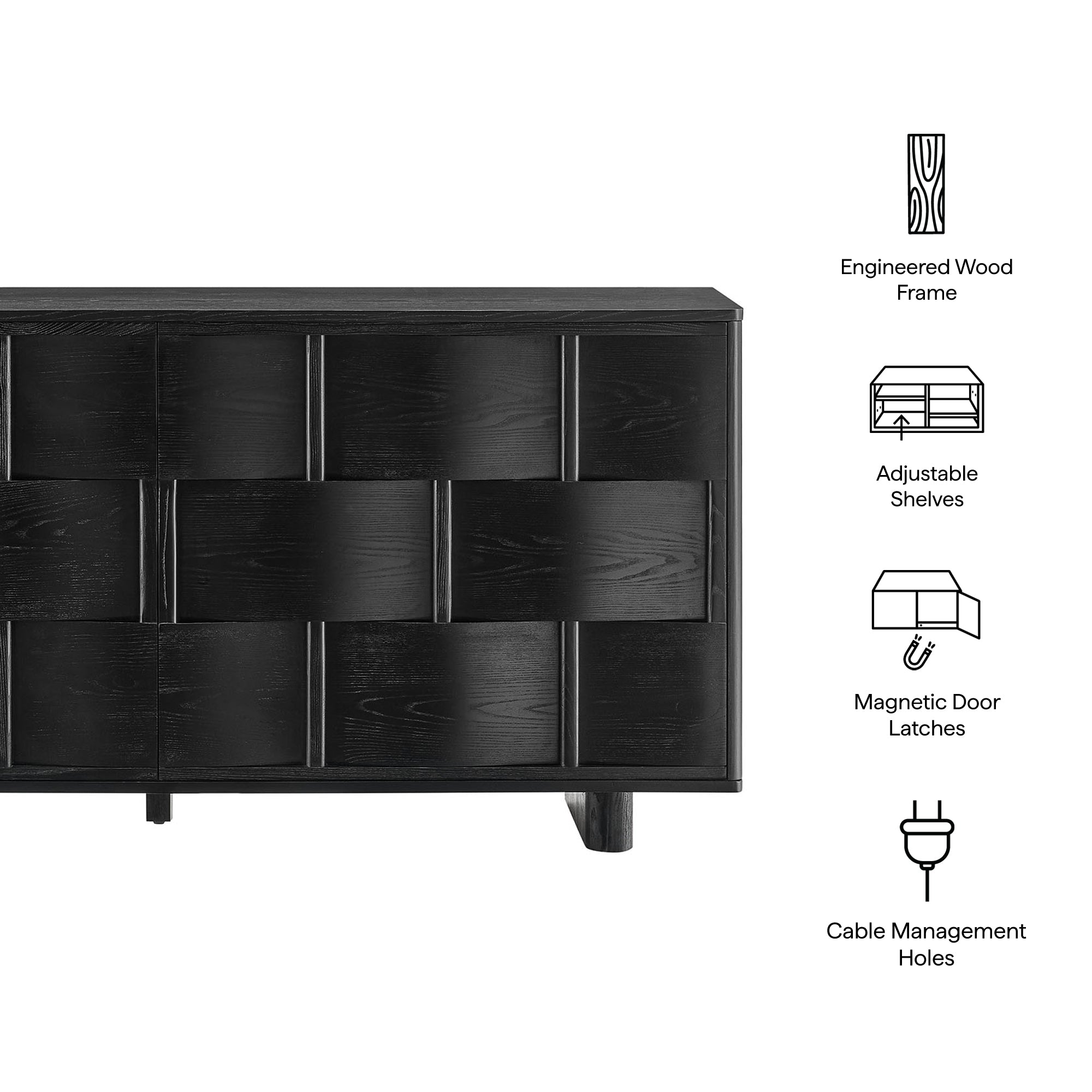 Foundry 71" Woven Design Buffet Storage Cabinet - Walnut