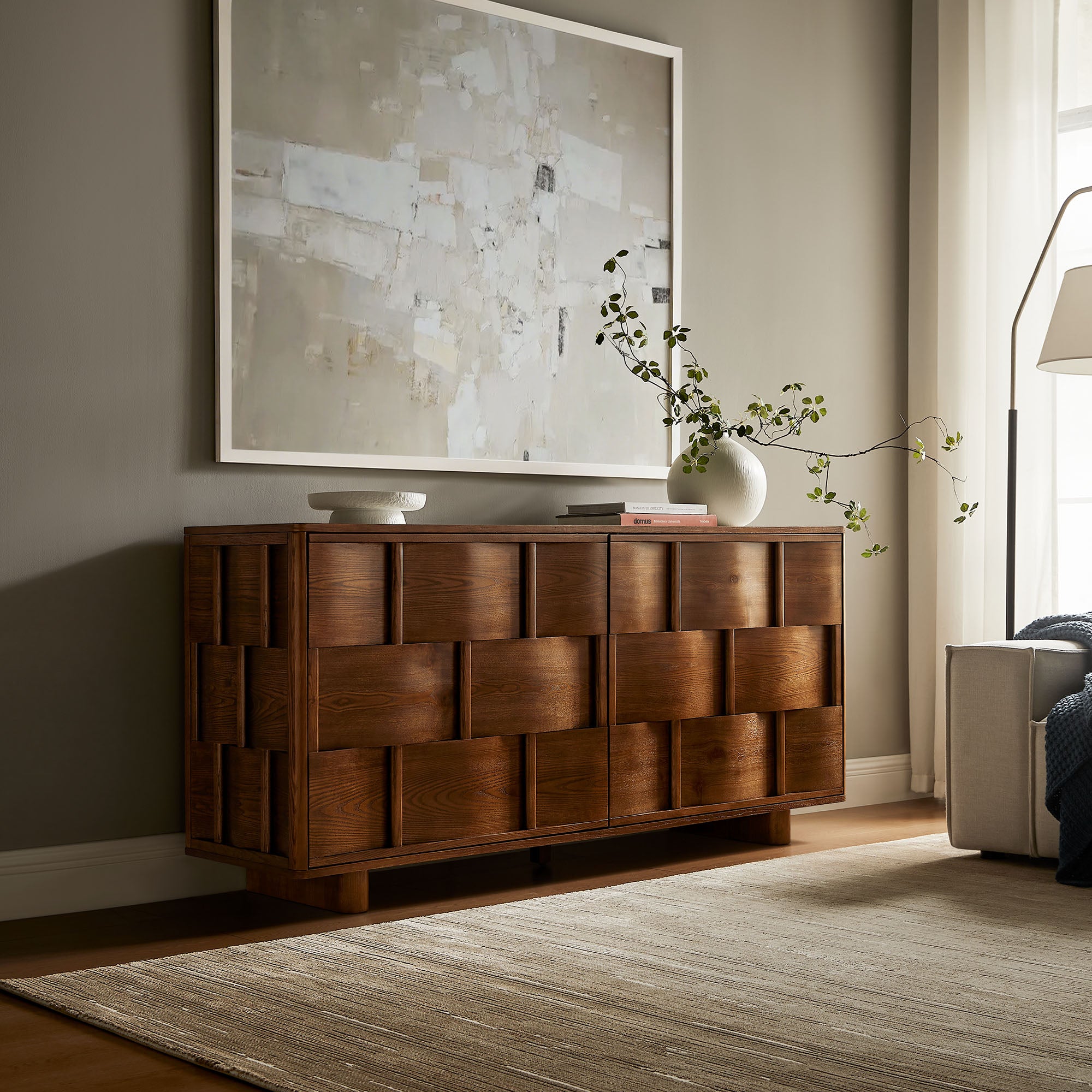 Foundry 71" Woven Design Buffet Storage Cabinet