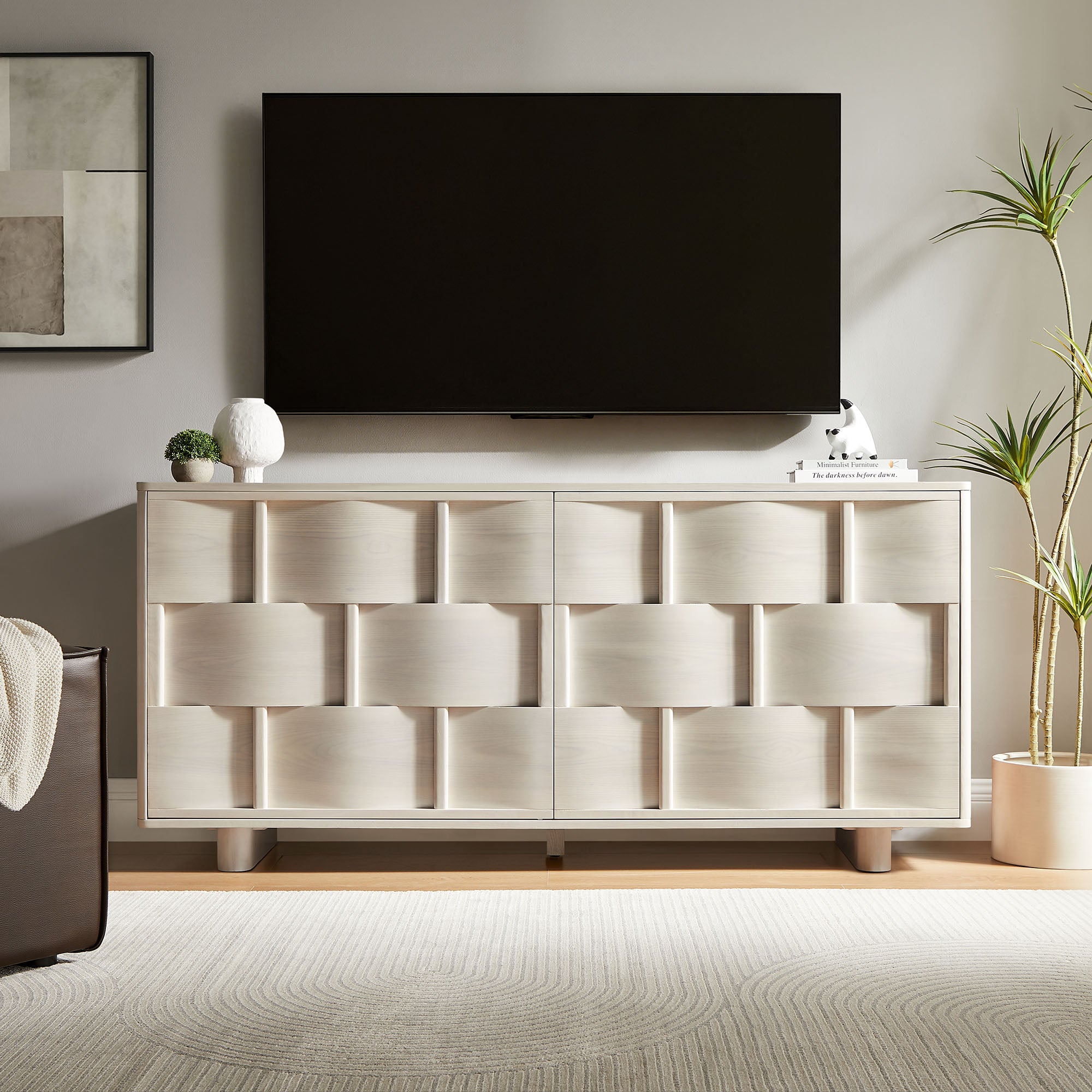 Foundry 71" Woven Design Buffet Storage Cabinet