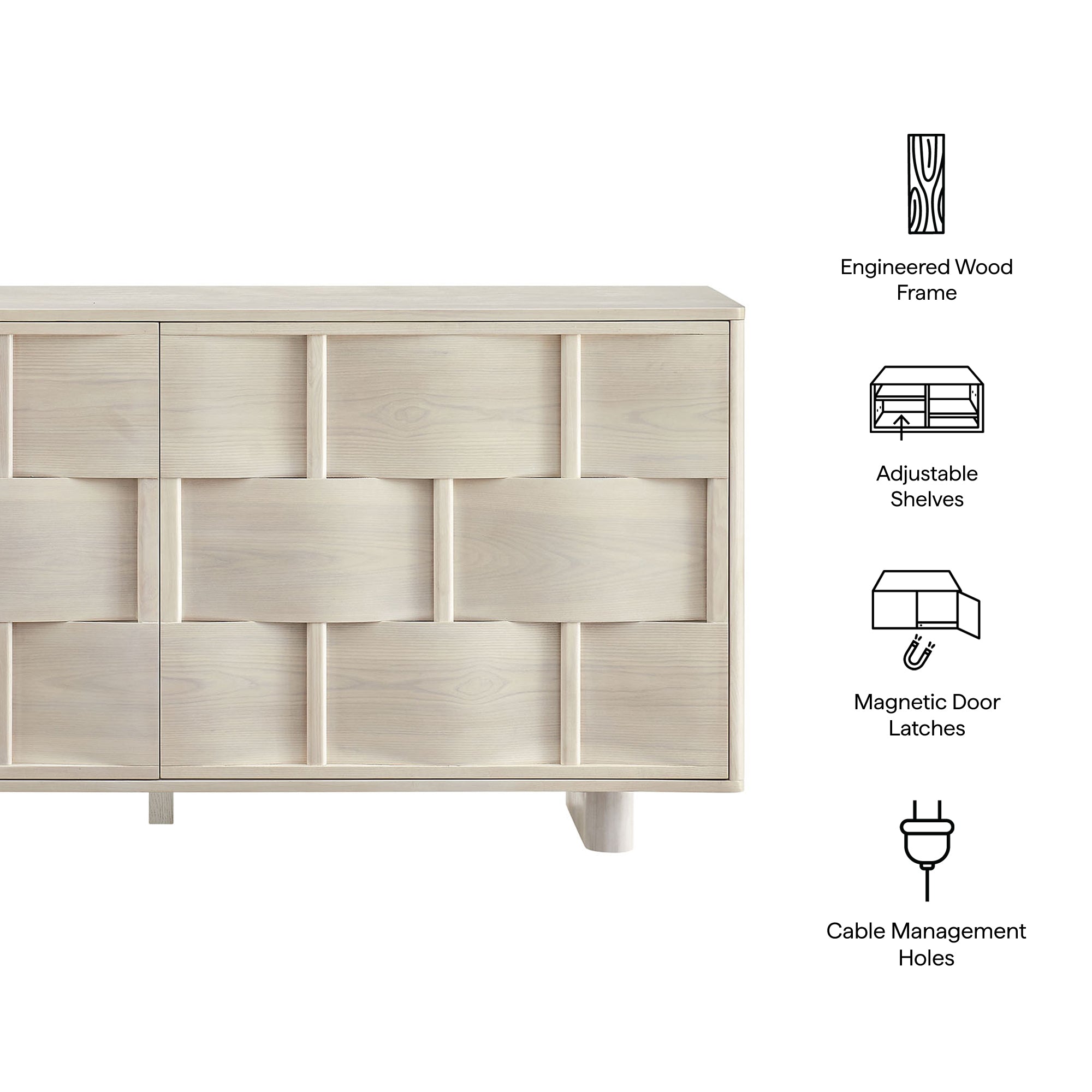 Foundry 71" Woven Design Buffet Storage Cabinet