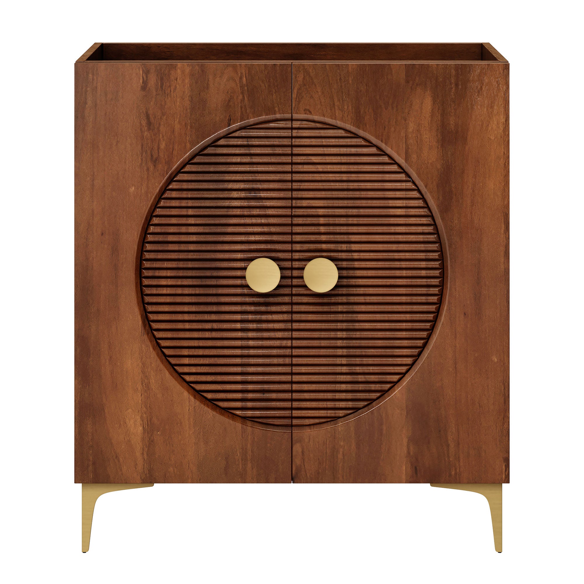 Vernon 30" Fluted Wood Vanity Cabinet Without Sink - Walnut