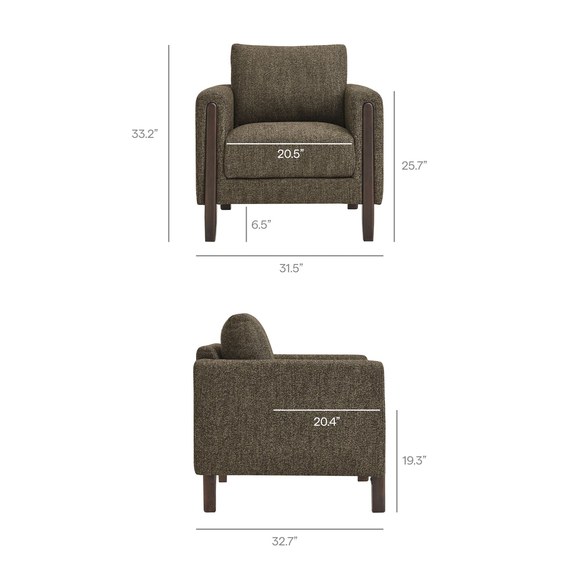 Hawken Boucle Fabric Accent Armchair - Parchment Beech