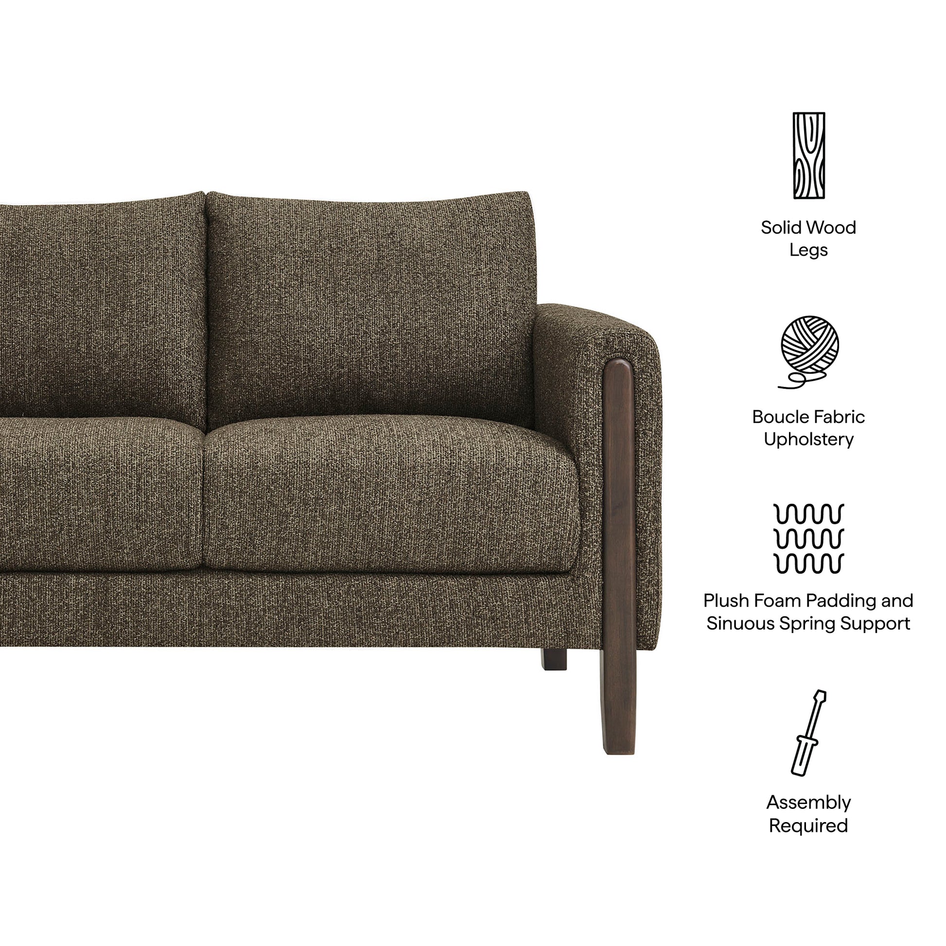 Hawken Boucle Fabric Loveseat - Parchment Espresso