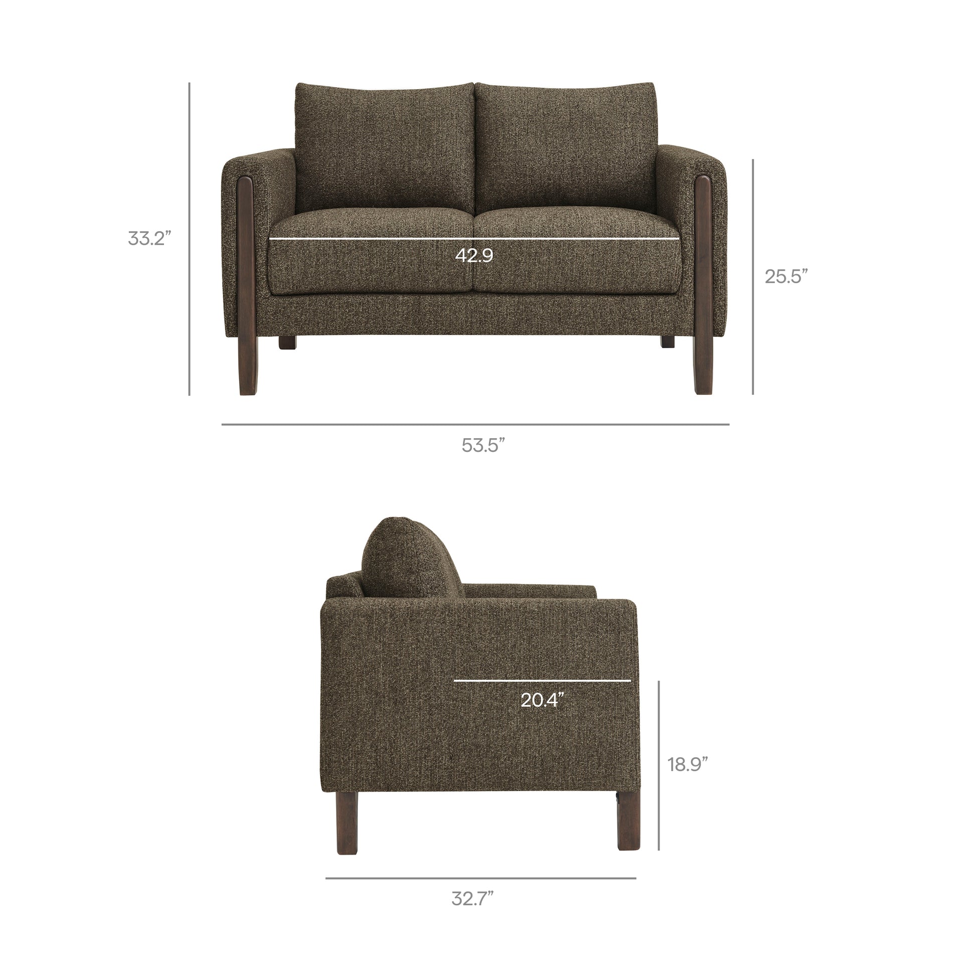 Hawken Boucle Fabric Loveseat - Parchment Beech
