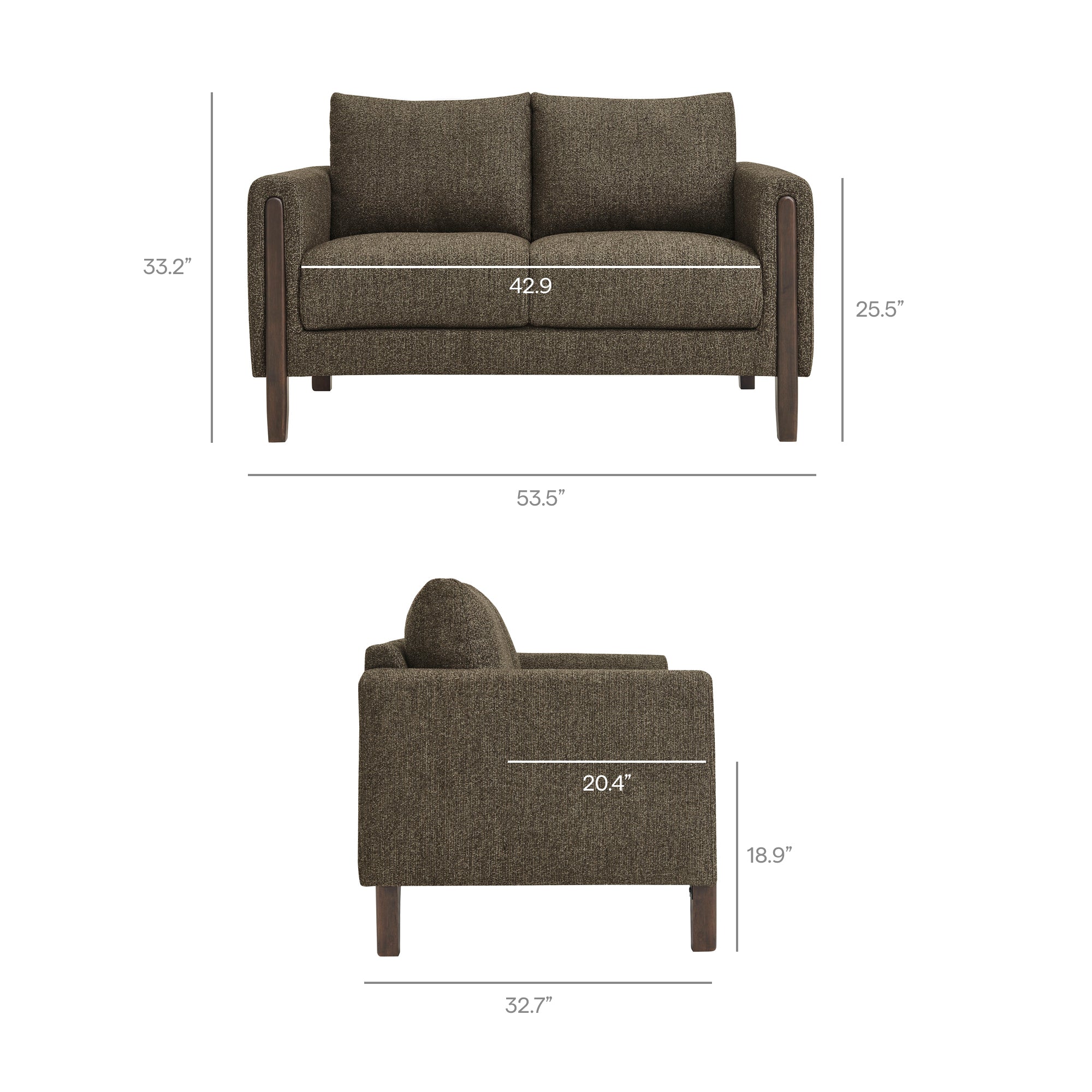 Hawken Boucle Fabric Loveseat - Parchment Beech