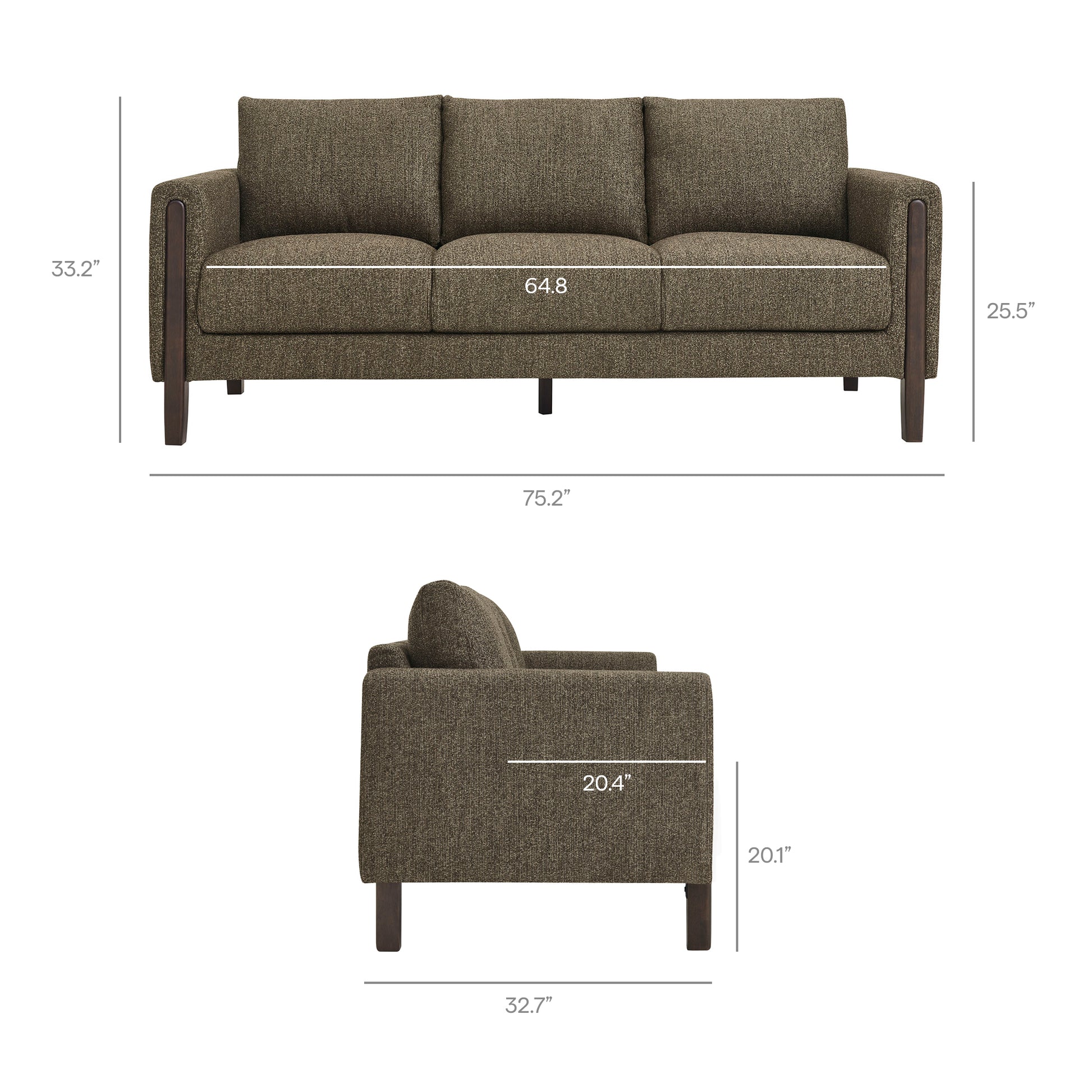 Hawken Boucle Fabric Sofa - Parchment Beech