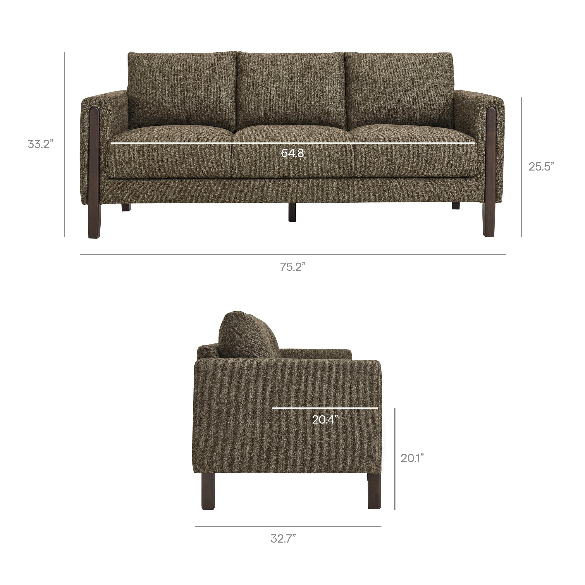Hawken Boucle Fabric Sofa - Parchment Beech