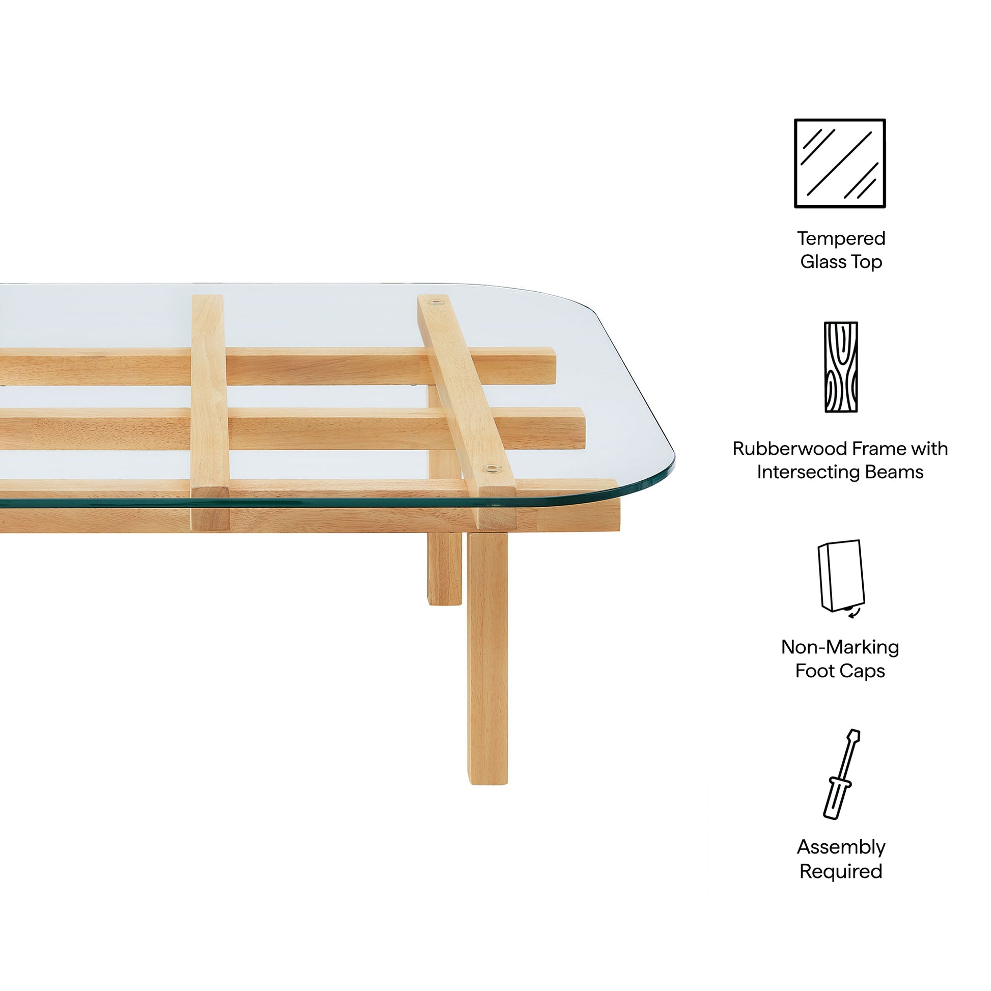 Isby 35 Inch Tempered Glass Coffee Table