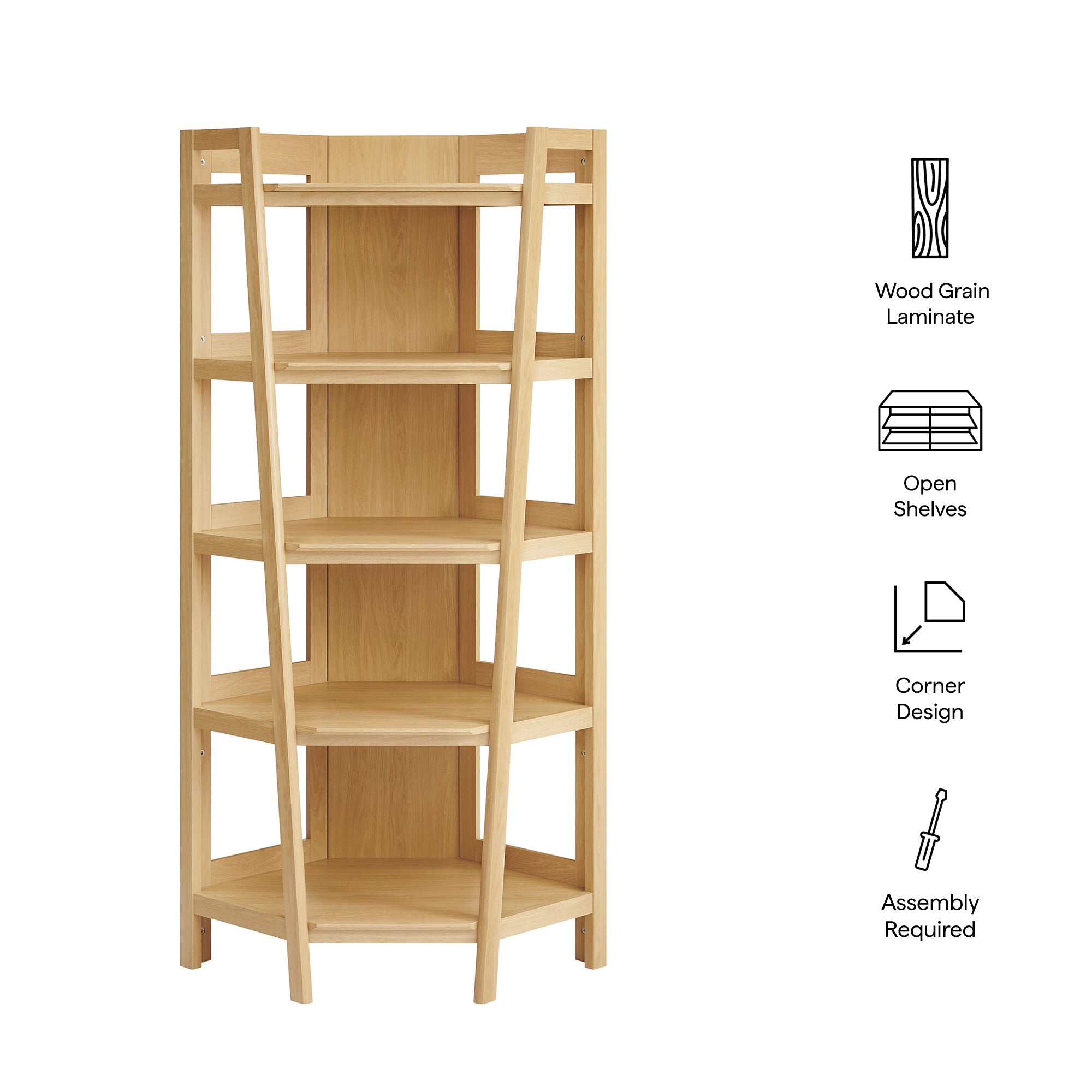 Bixby 71 Inch Corner Bookshelf - Walnut