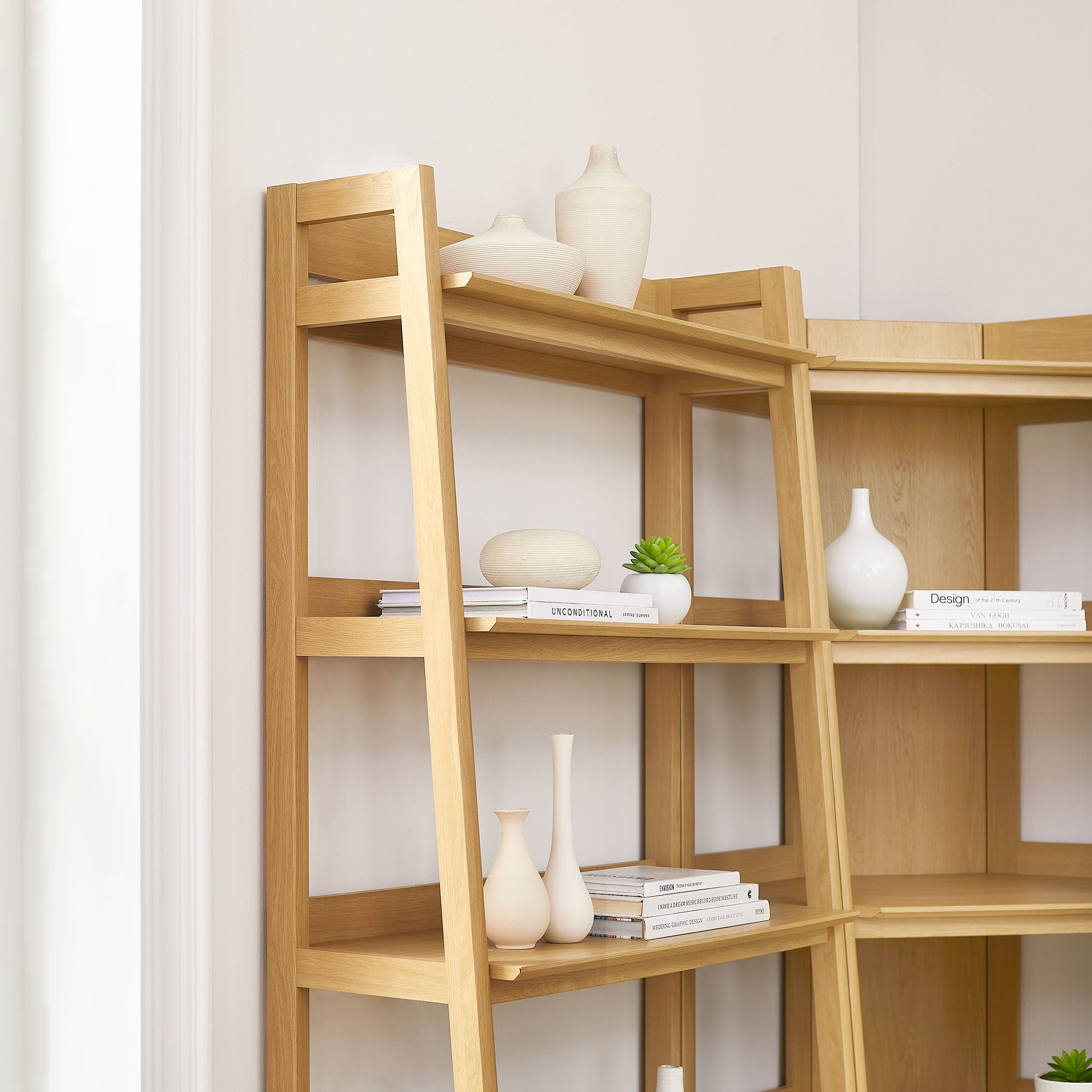 Bixby 3-Piece Corner Bookshelf Set with Wide Bookshelves