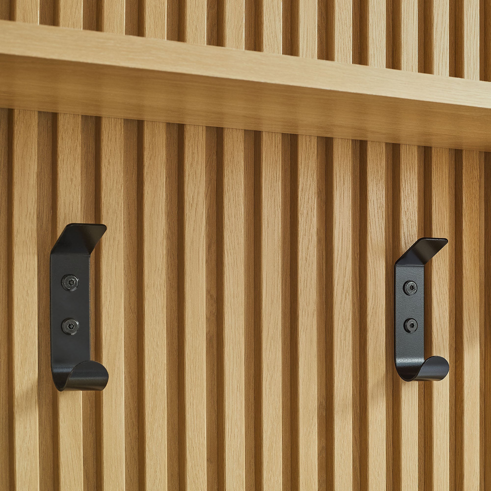 Render Fluted Coat Rack Panel With Shelf