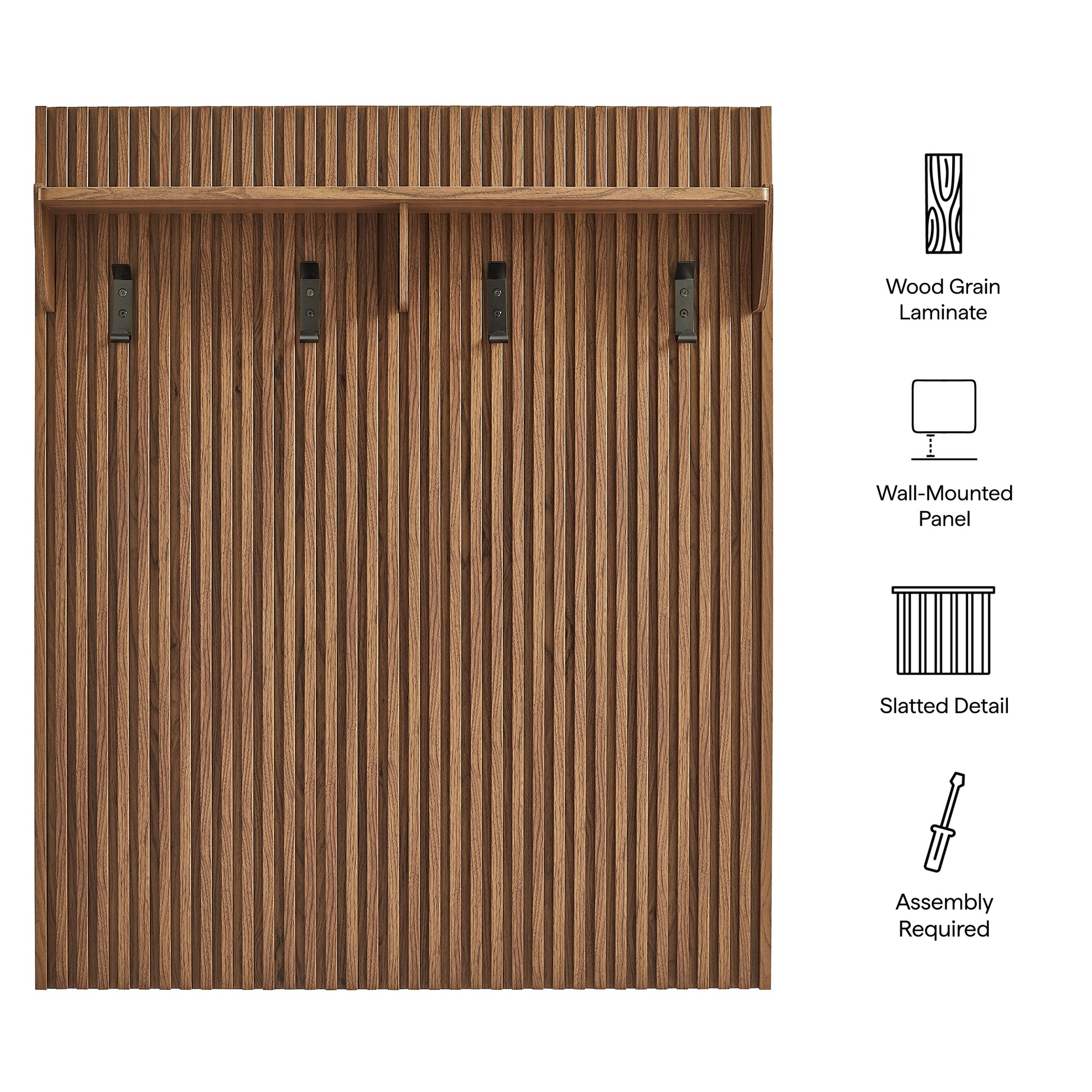 Render Fluted Coat Rack Panel With Shelf
