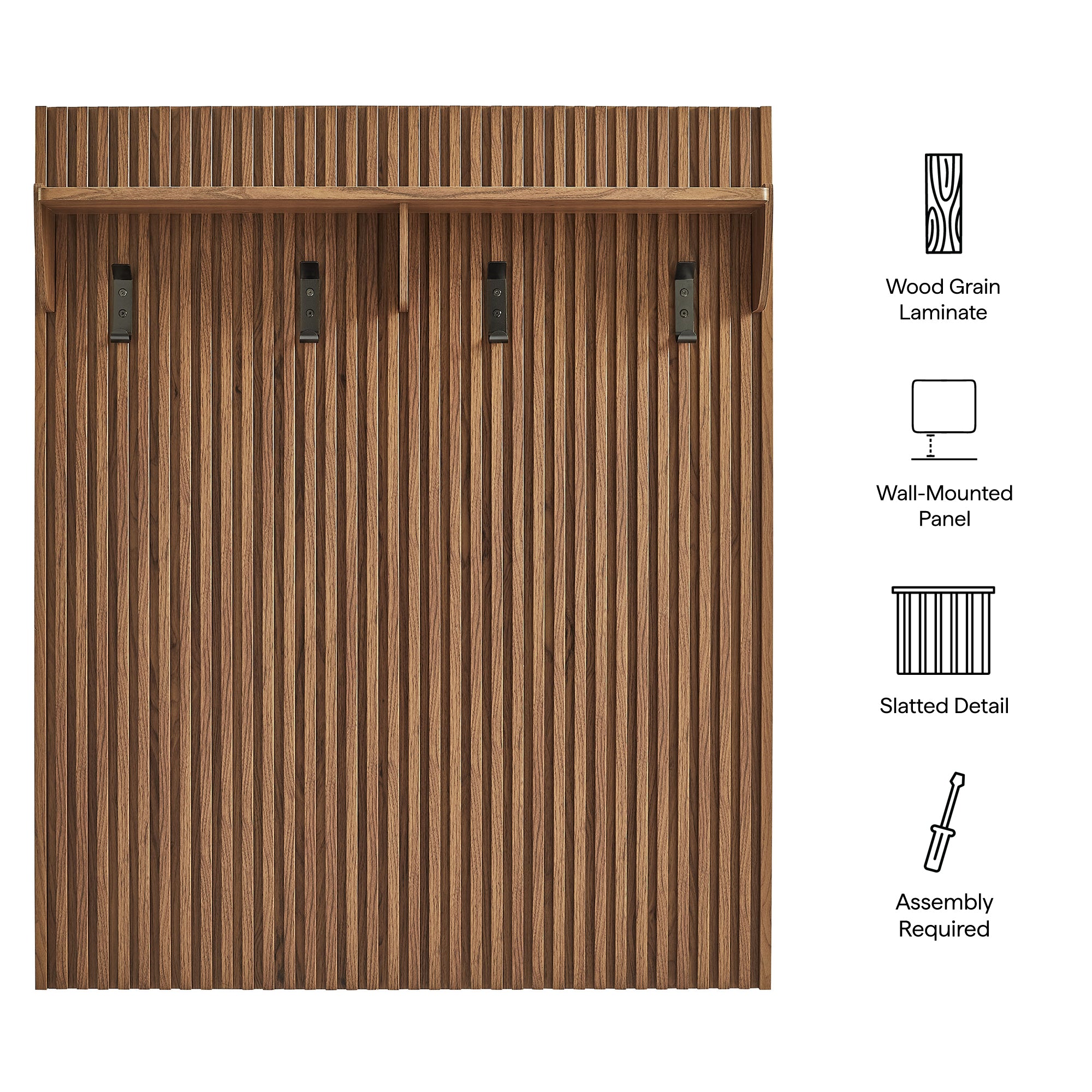 Render Fluted Coat Rack Panel With Shelf