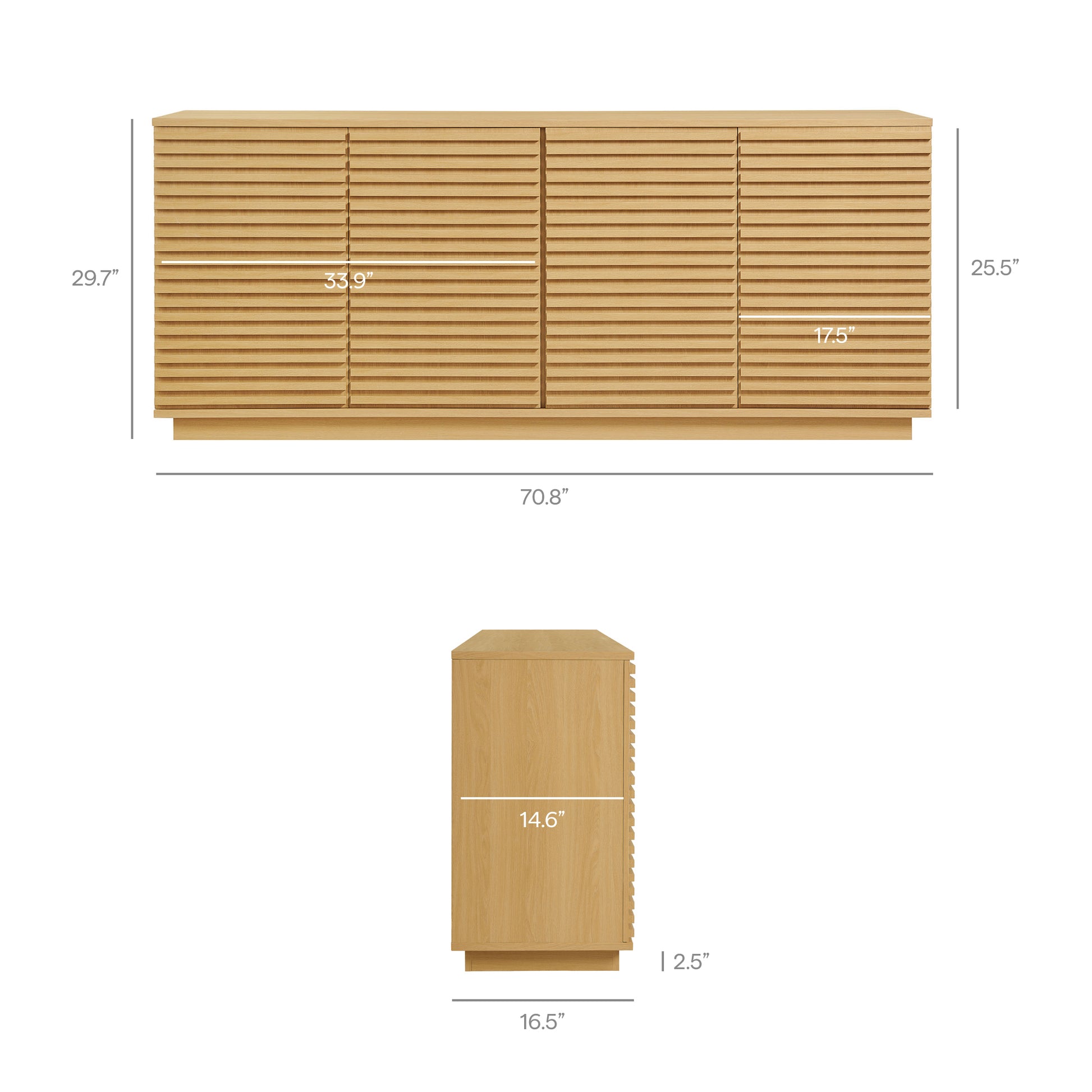 Render 4-Door Fluted Sideboard Cabinet TV Stand - Walnut