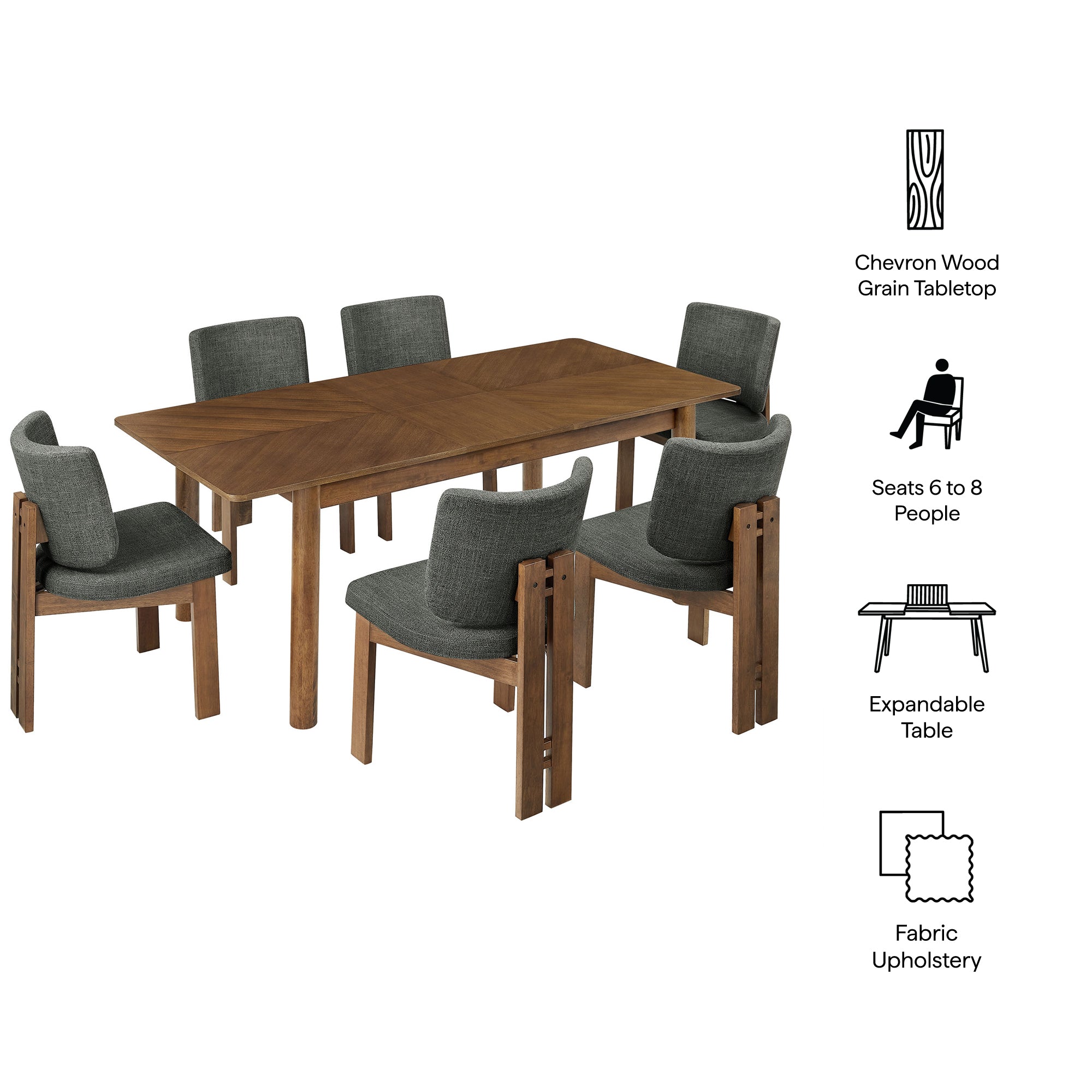 Alba 7-Piece Dining Set - Walnut Taupe