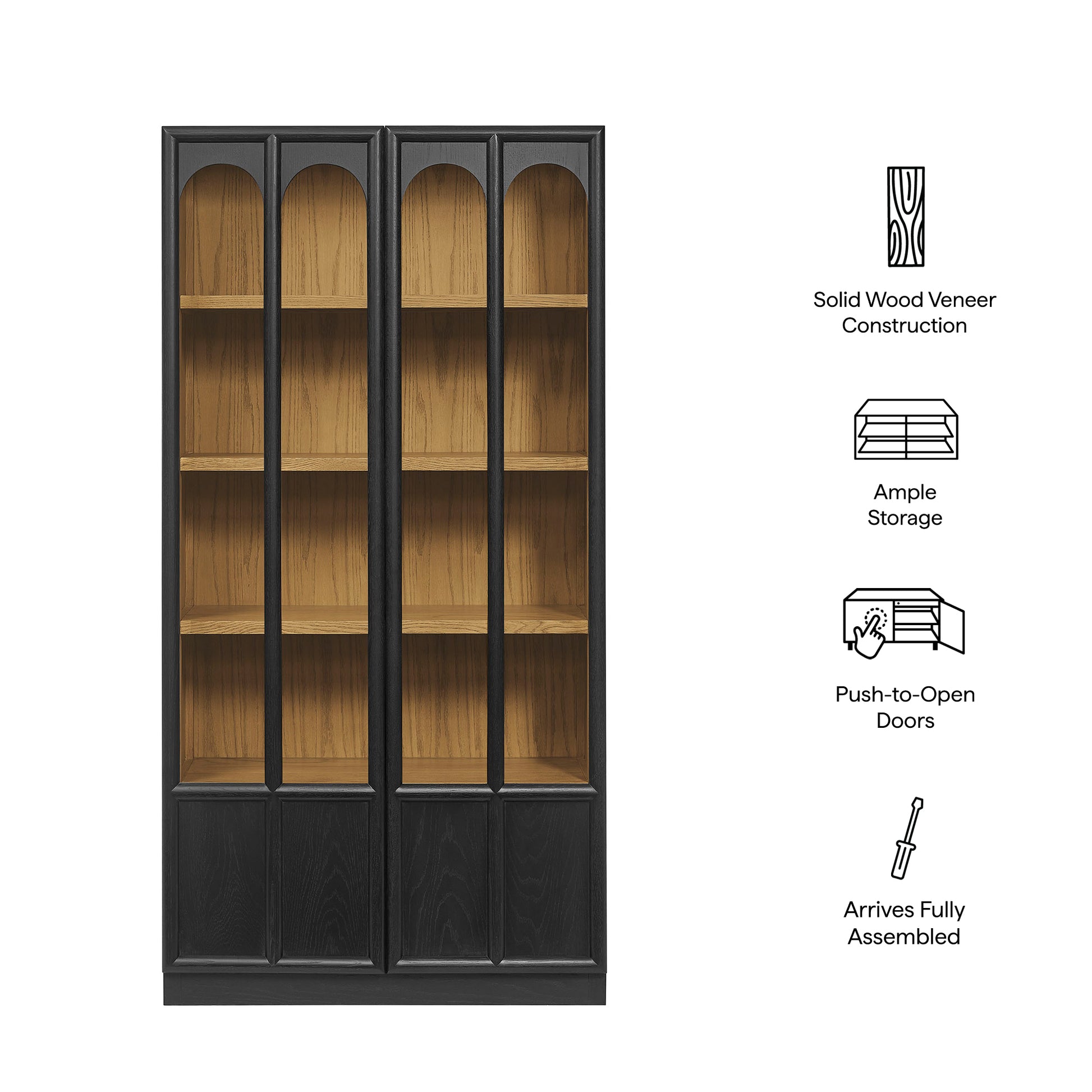 Anwen Solid Wood and Glass Display Cabinet - Oak