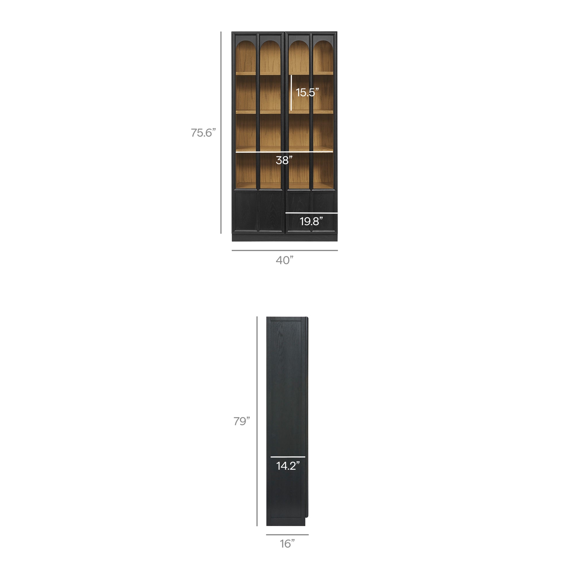 Anwen Solid Wood and Glass Display Cabinet - Walnut