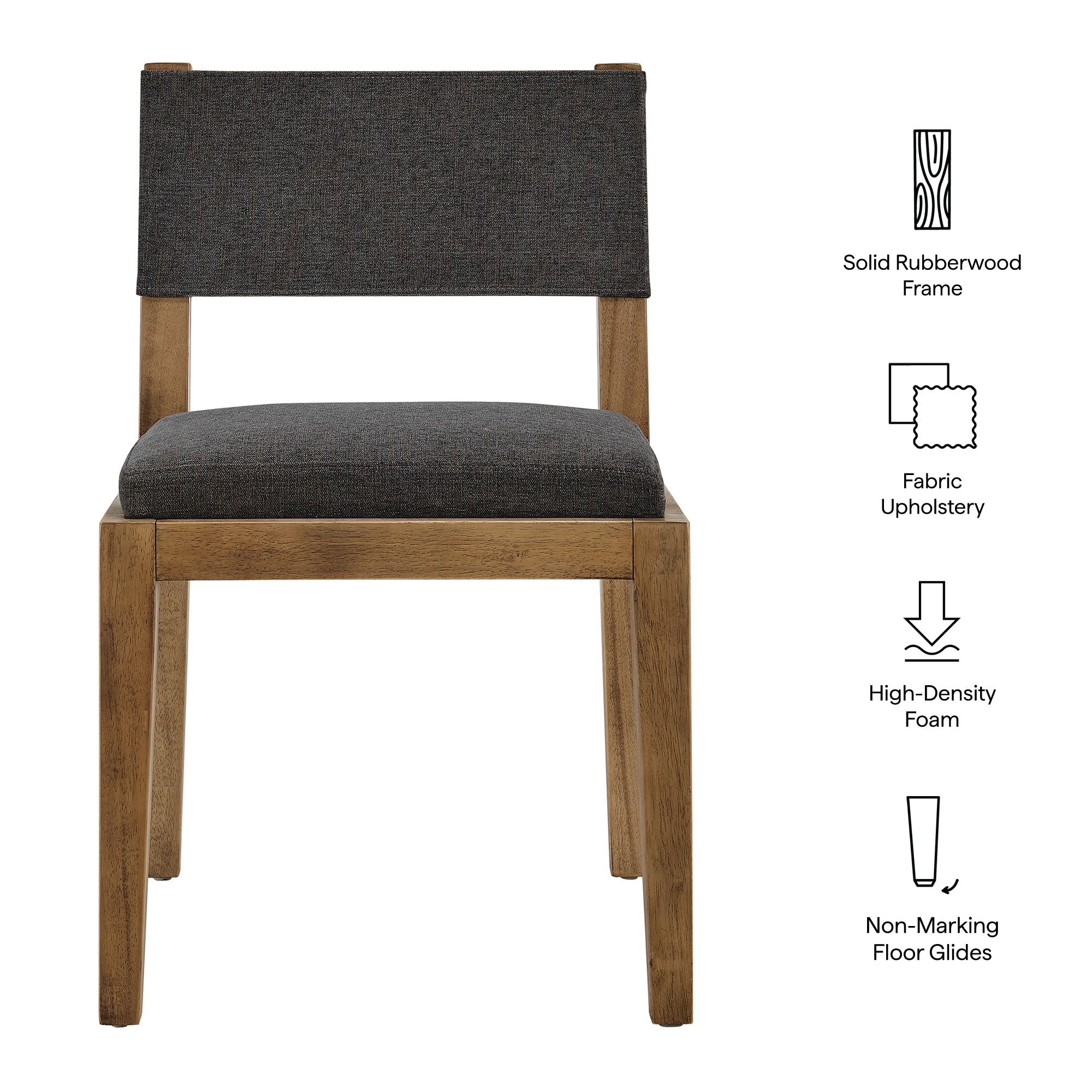 Calder Fabric Upholstered Wood Armless Dining Chair - Wheat