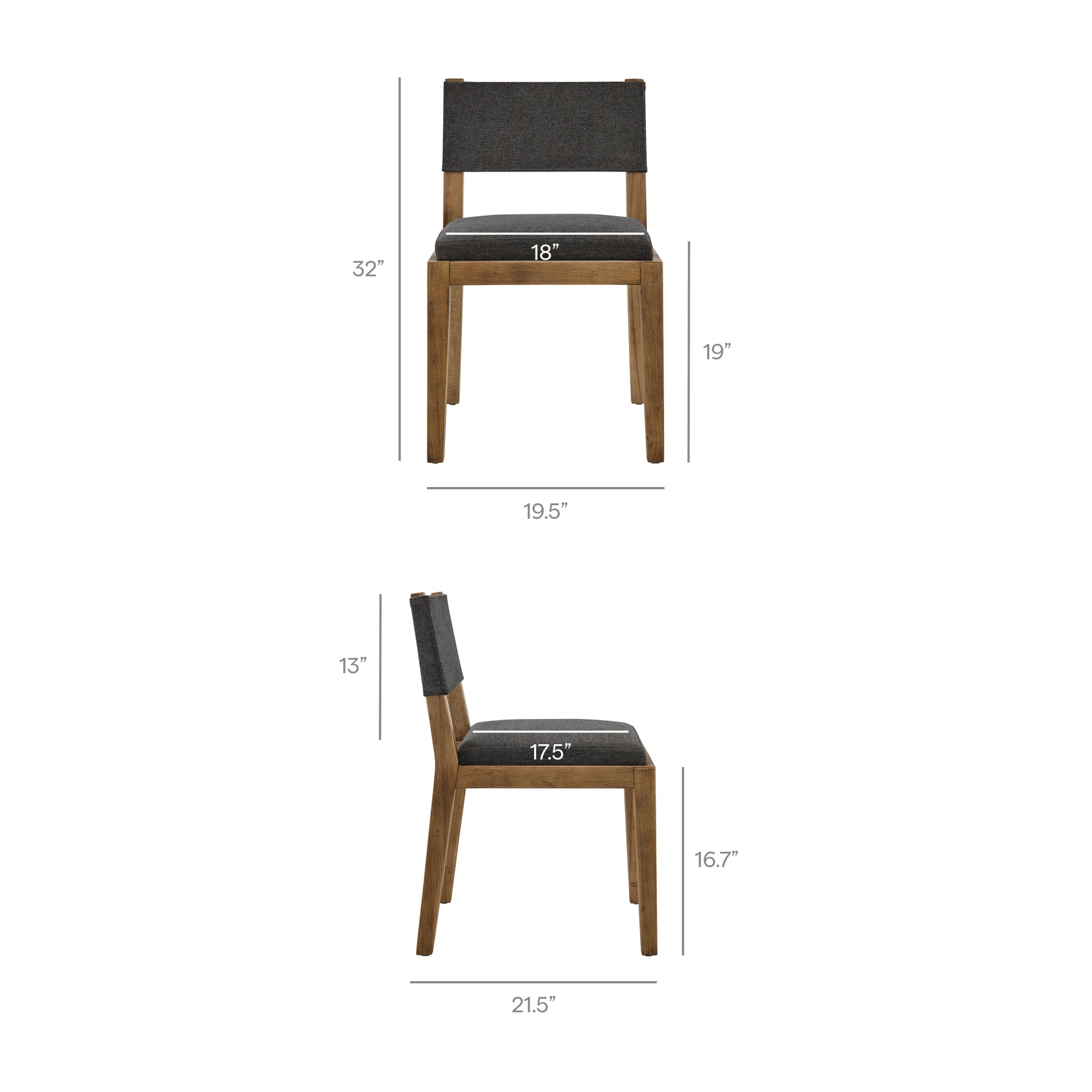 Calder Fabric Upholstered Wood Armless Dining Chair - Ivory