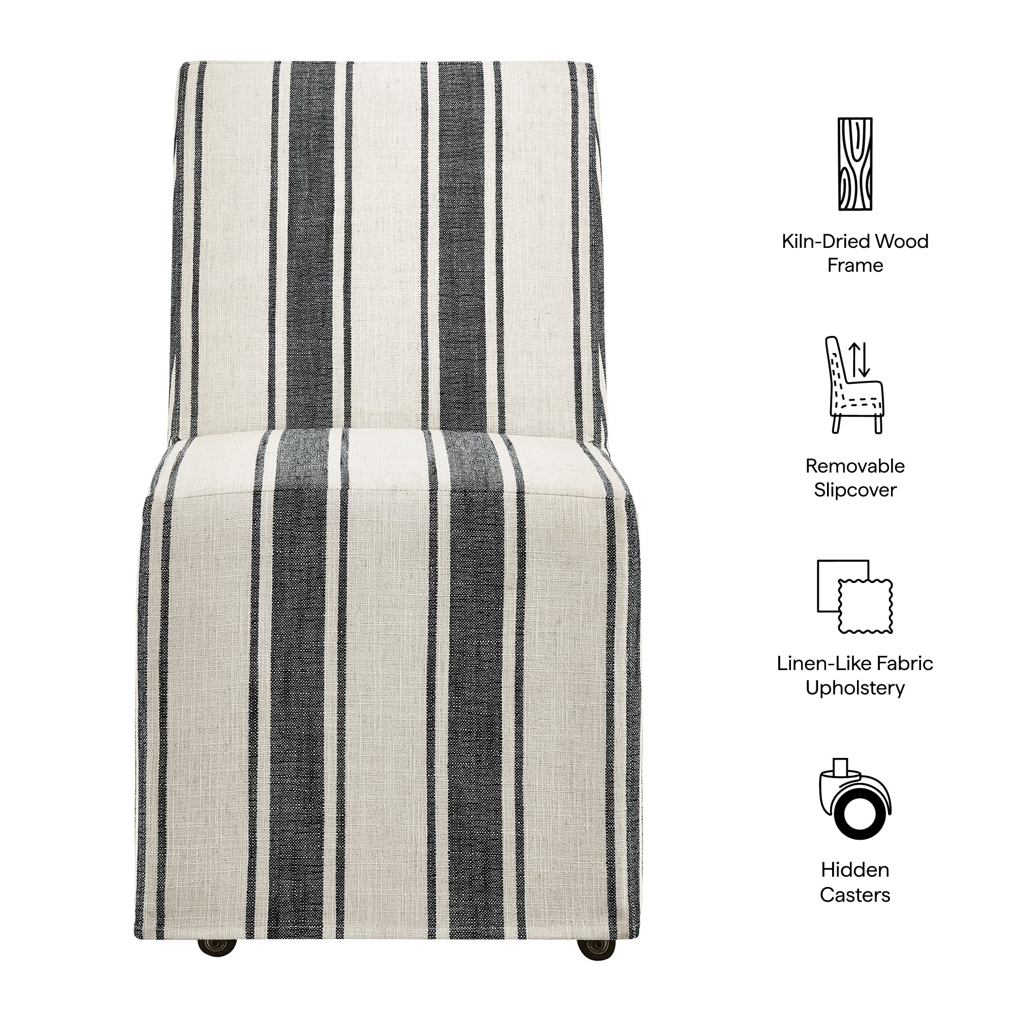 Tessera Striped Slipcovered Dining Side Chair - Tan Stripe