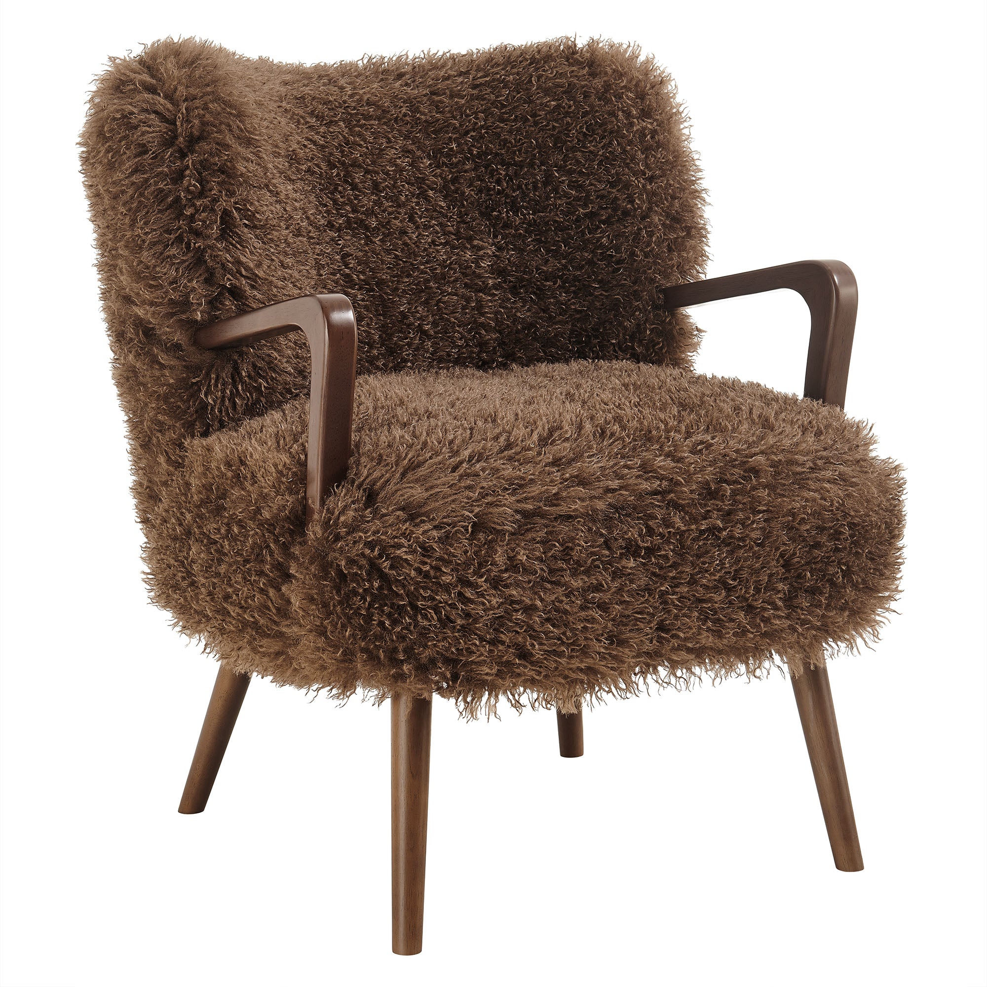 Zerra Faux Shearling Accent Armchair - Brown