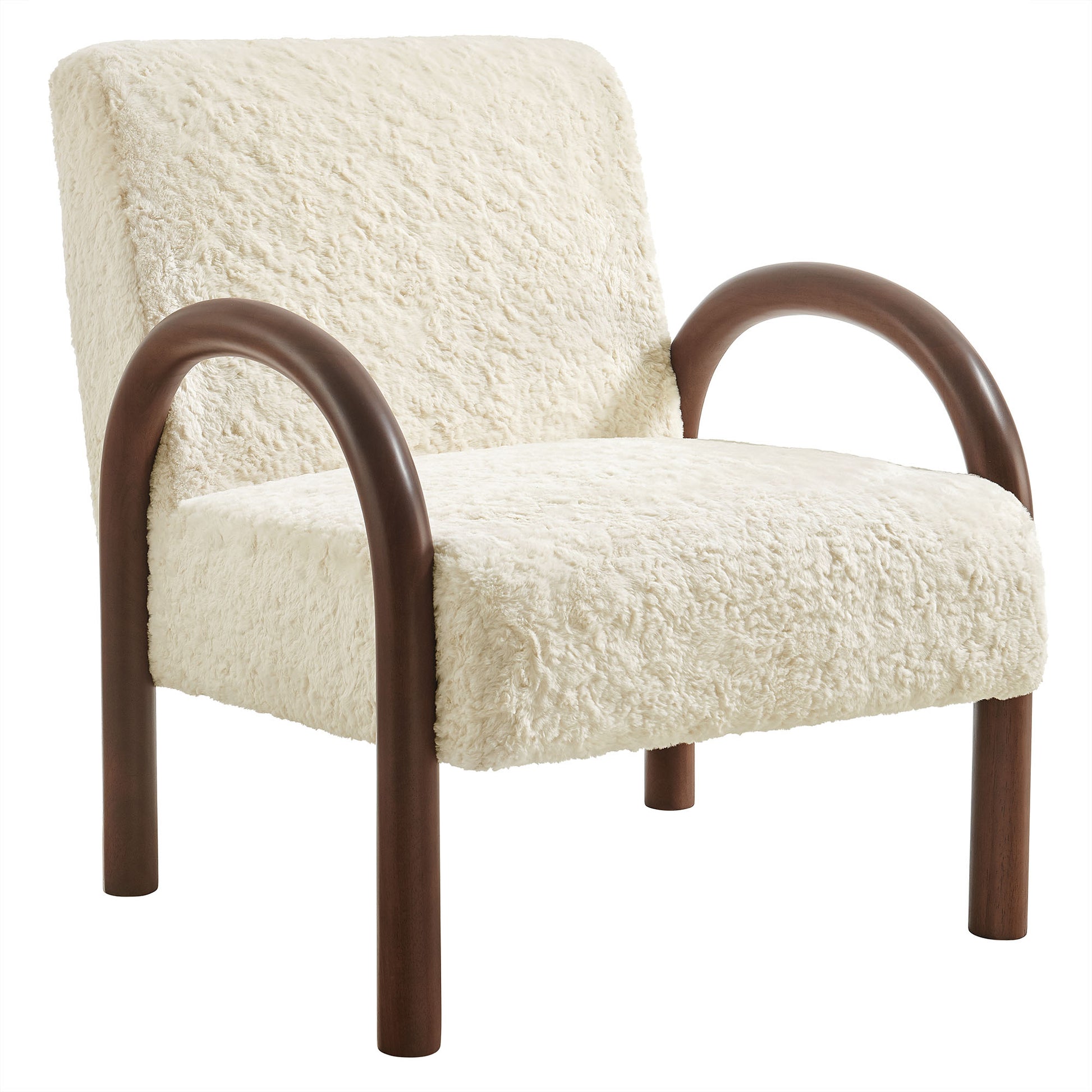 Arden Faux Shearling Accent Armchair - Ecru