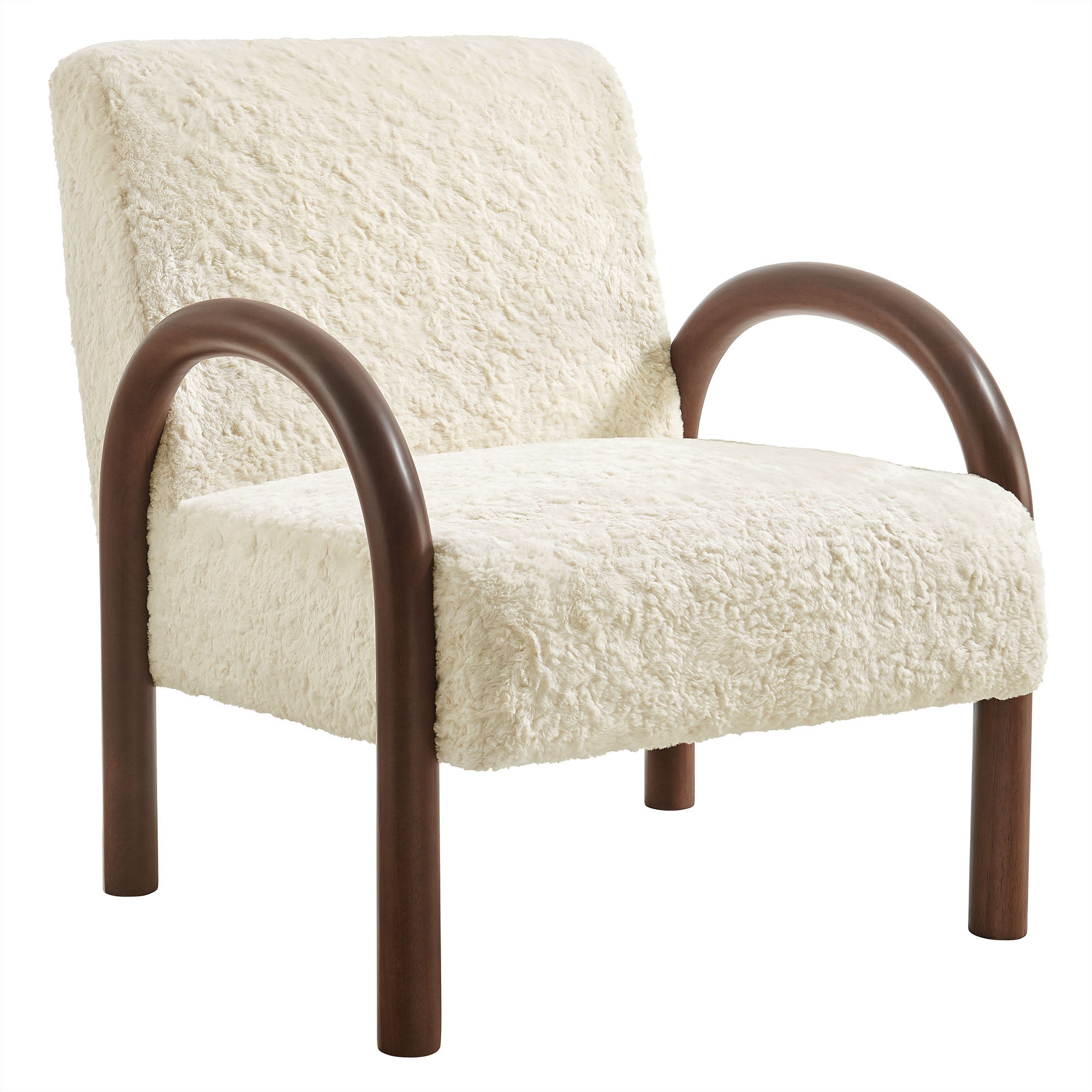 Arden Faux Shearling Accent Armchair - Ecru