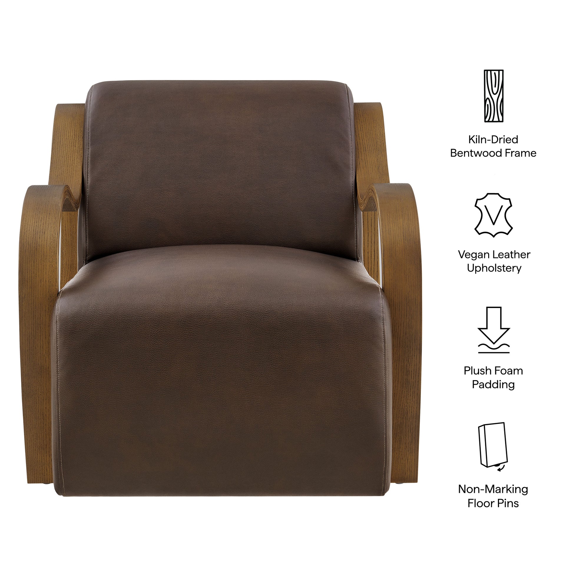 Atrium Vegan Leather Accent Armchair - Toast