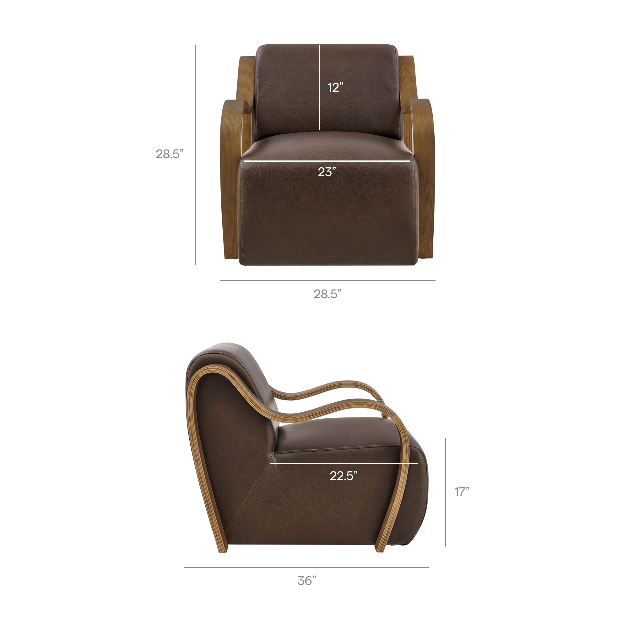 Atrium Vegan Leather Accent Armchair - Mushroom