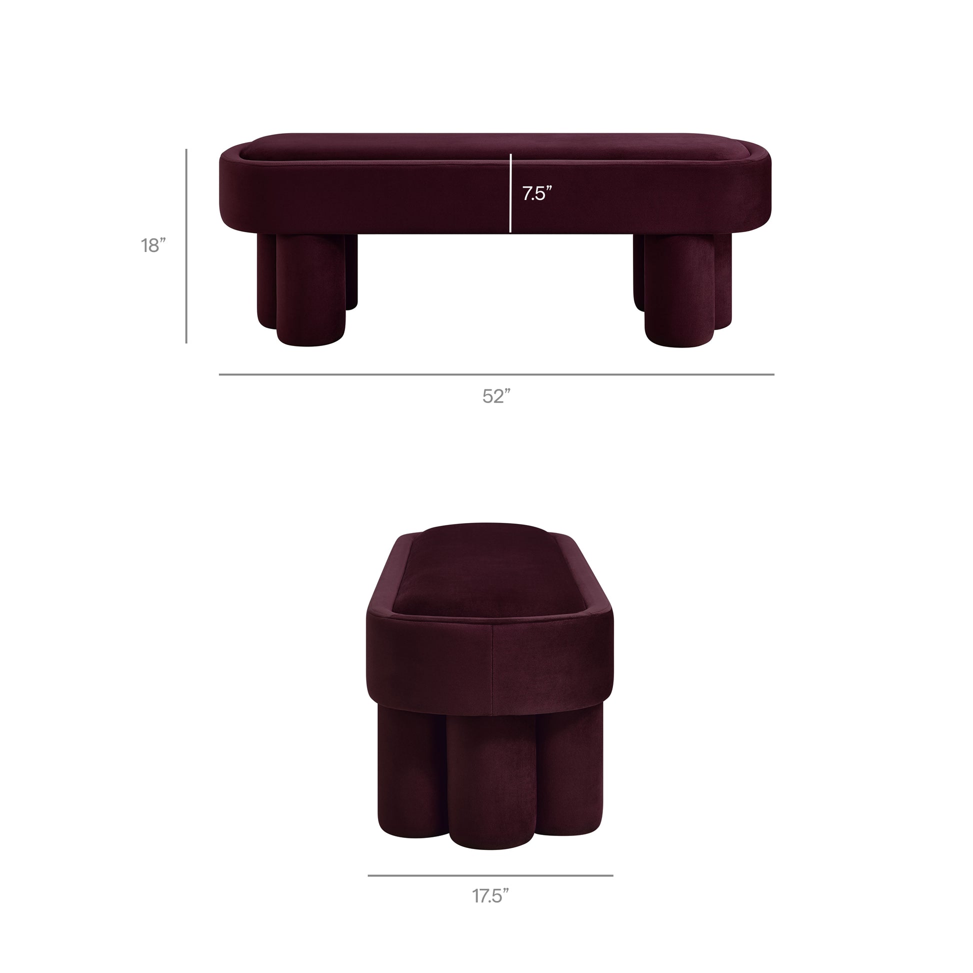 Mossi Oval Performance Velvet Accent Bench