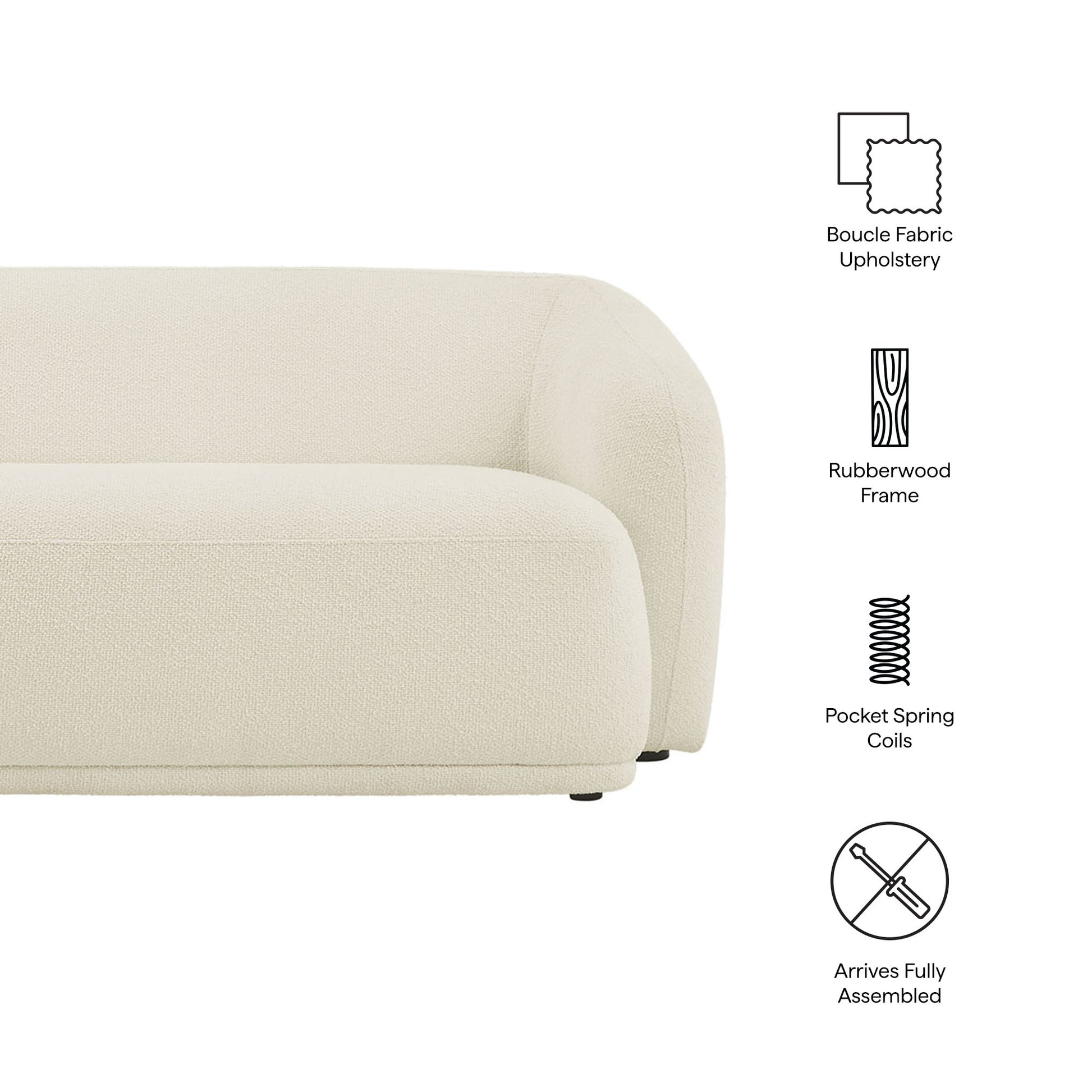 Monica 88 Inch Boucle Fabric Sofa - Earth