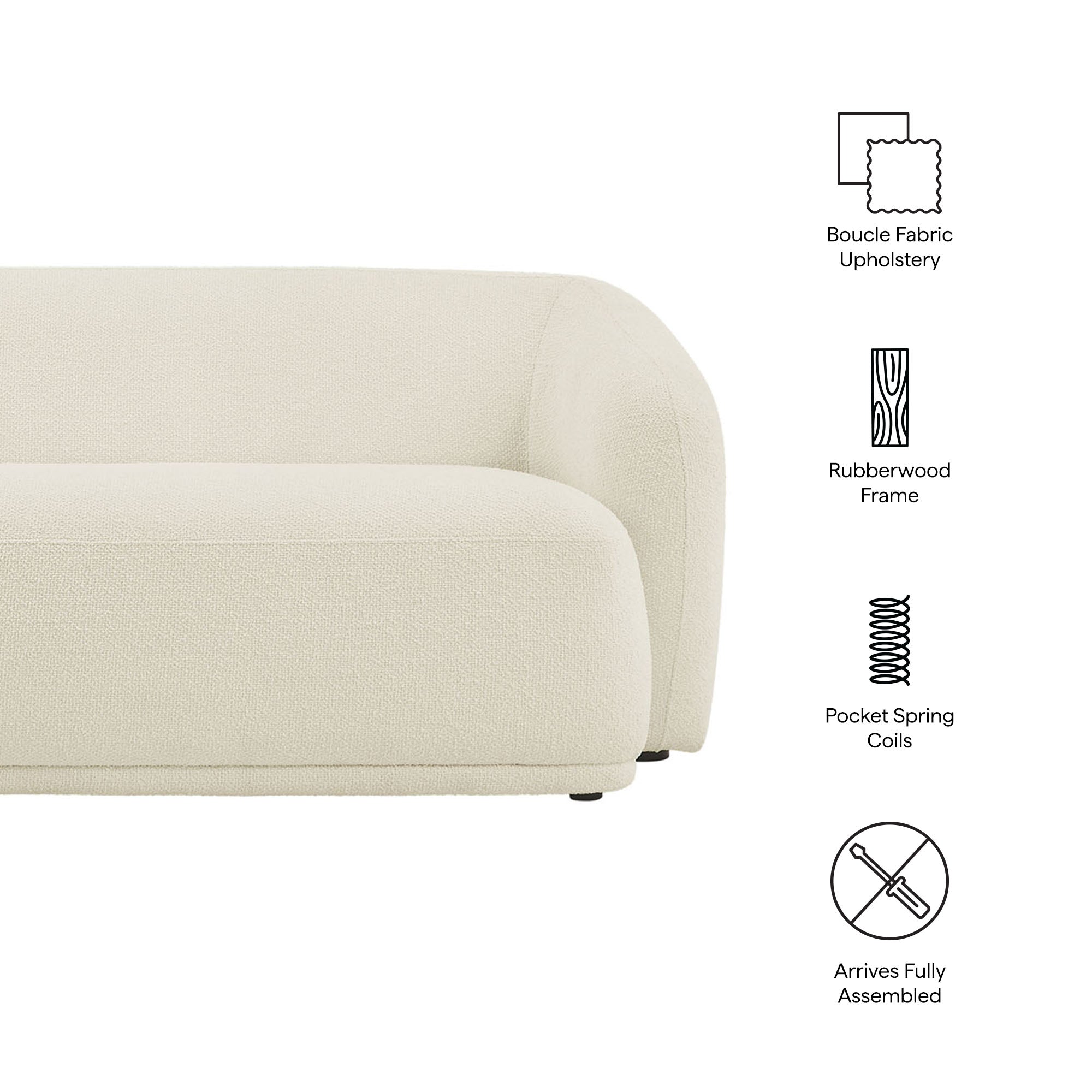 Monica 88 Inch Boucle Fabric Sofa - Earth