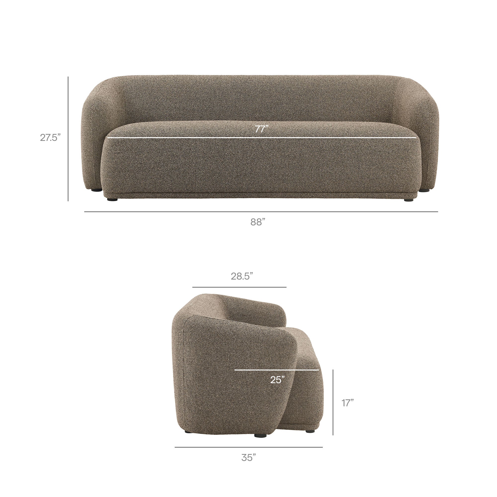 Monica 88 Inch Boucle Fabric Sofa