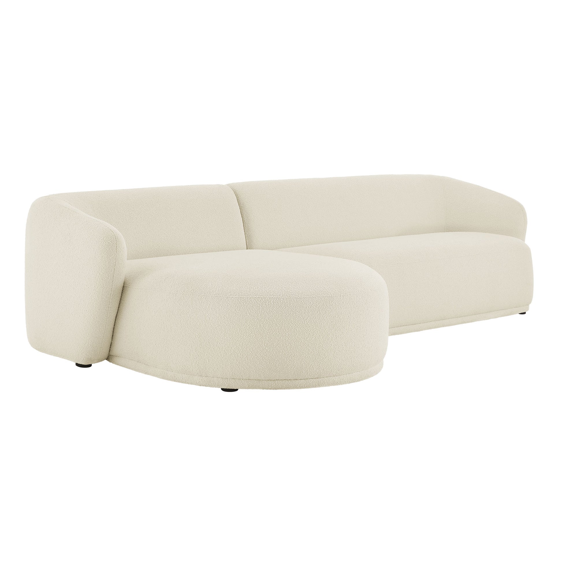Monica 2 Piece Left Facing Boucle Fabric Modular Sofa with Chaise - Cream