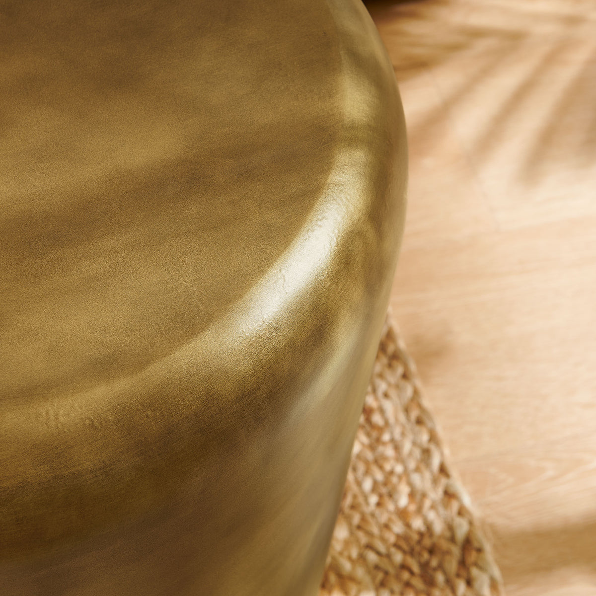 Ingot 16 Inch Brass Finish Round Side Table - Brass