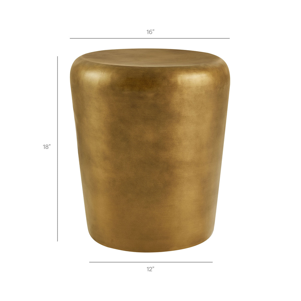 Ingot 16 Inch Brass Finish Round Side Table - Brass