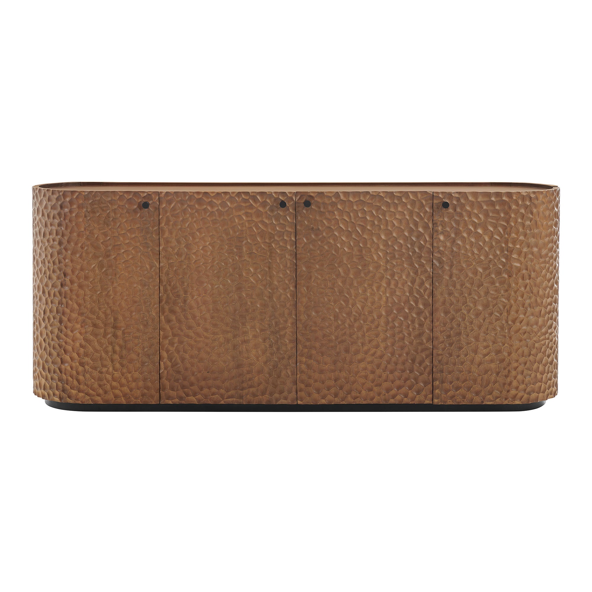 Aven 71.5 Inch Oval Chiseled Wood Sideboard Buffet Cabinet with Hammered Effect