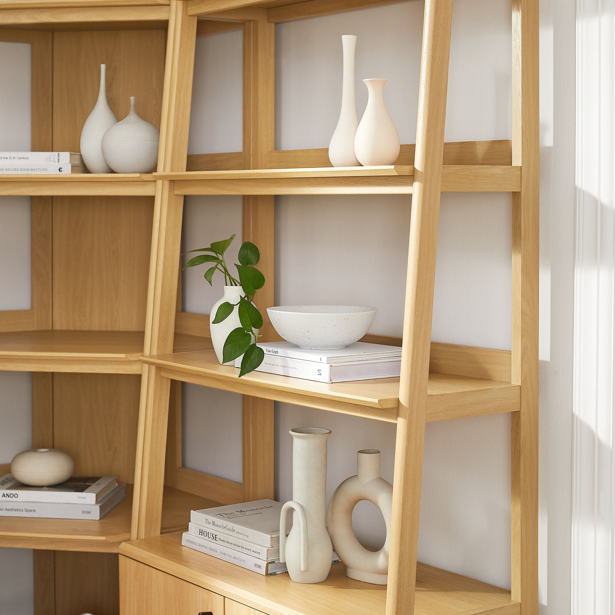 Bixby 3 Piece Corner Bookshelf Set With Wide and Narrow Bookshelves
