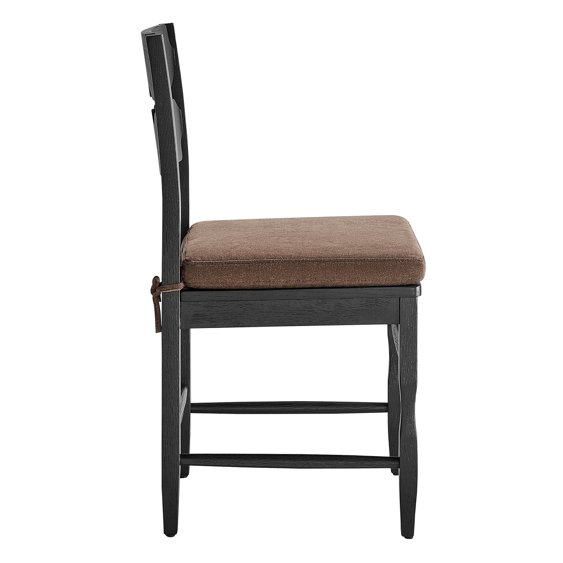 Jax Oak Wood Dining Chair With Wavy Razor Back and Cushion - Black Sage